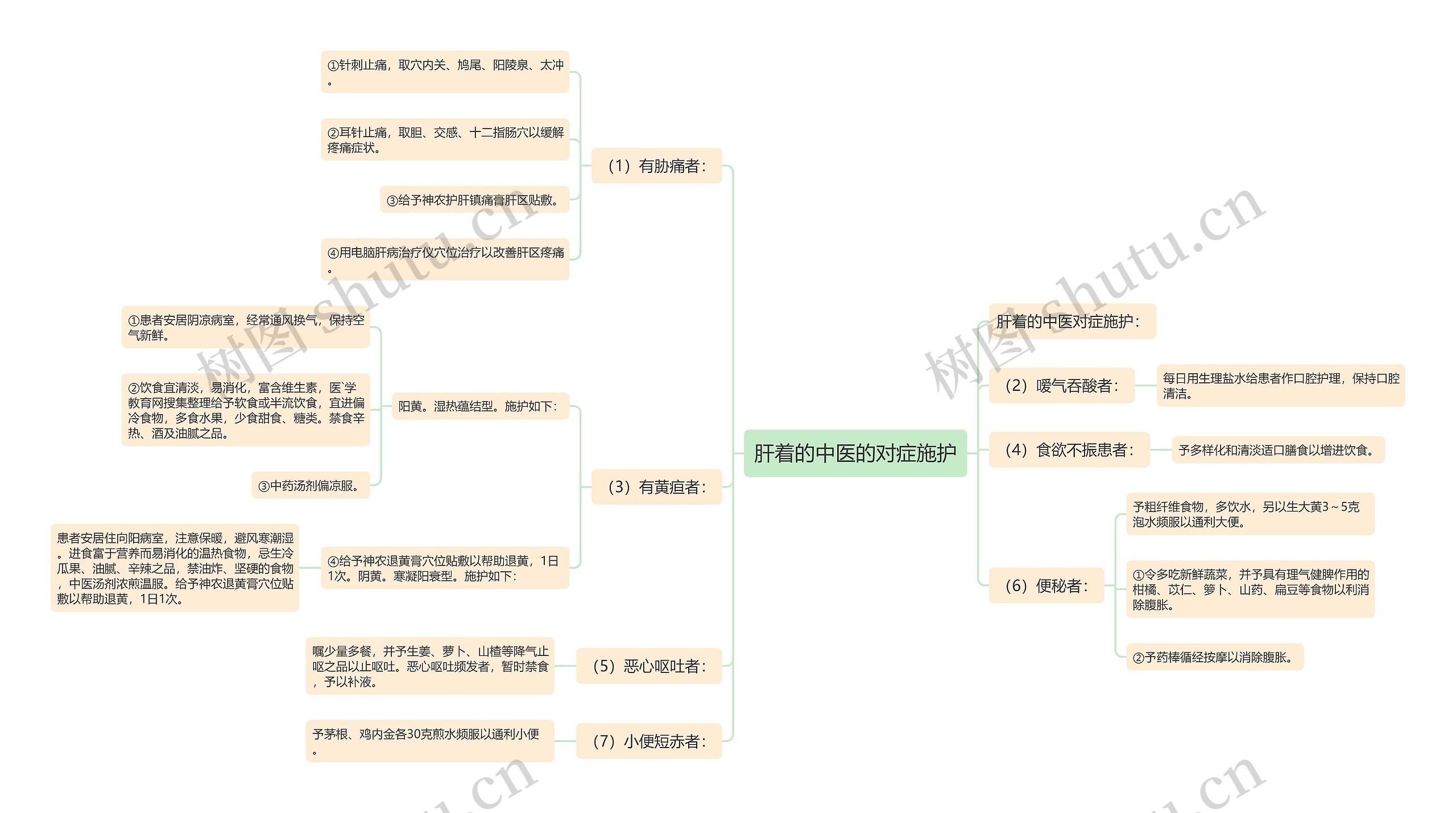 肝着的中医的对症施护思维导图