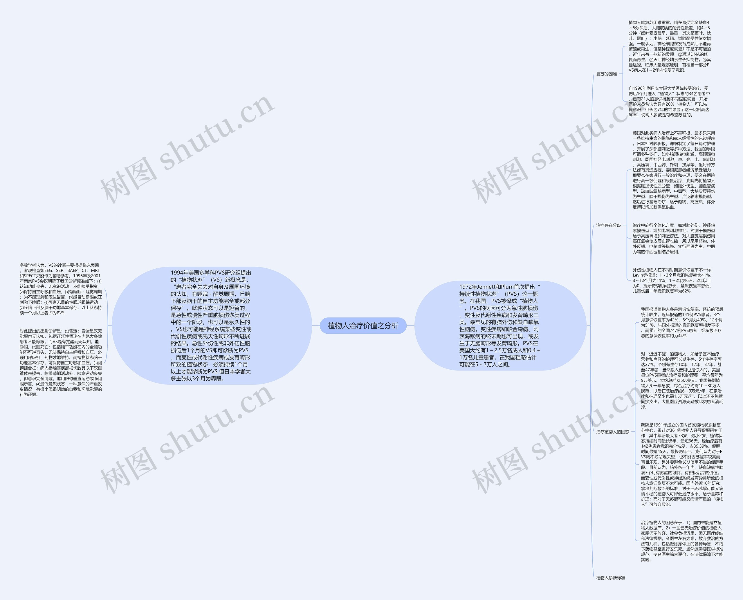 植物人治疗价值之分析思维导图高清图 植物人治疗价值之分析思维导图