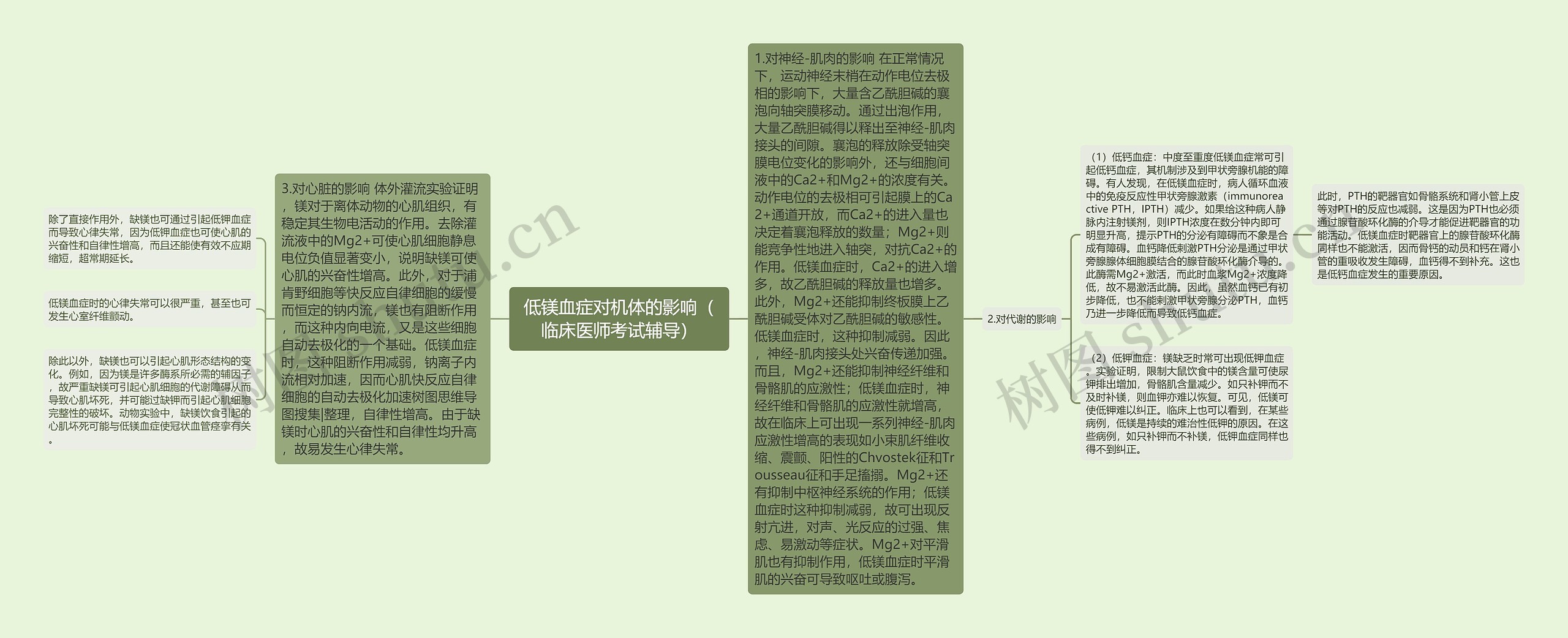 低镁血症对机体的影响（临床医师考试辅导）思维导图