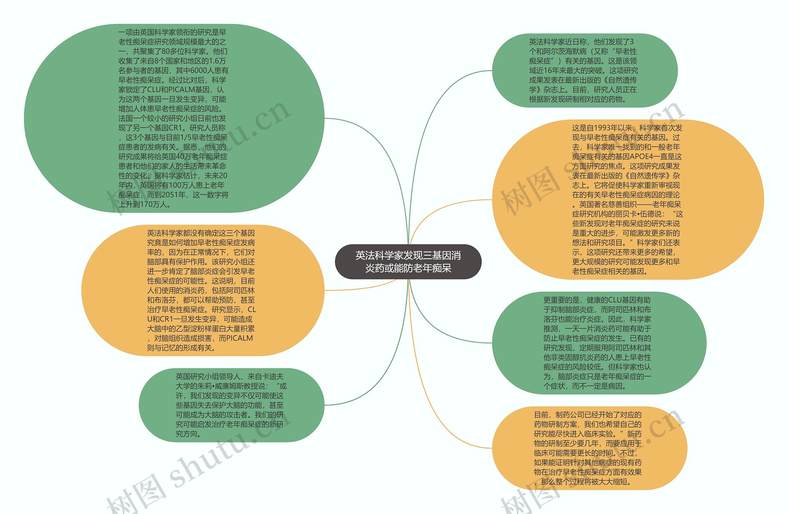 英法科学家发现三基因消炎药或能防老年痴呆思维导图