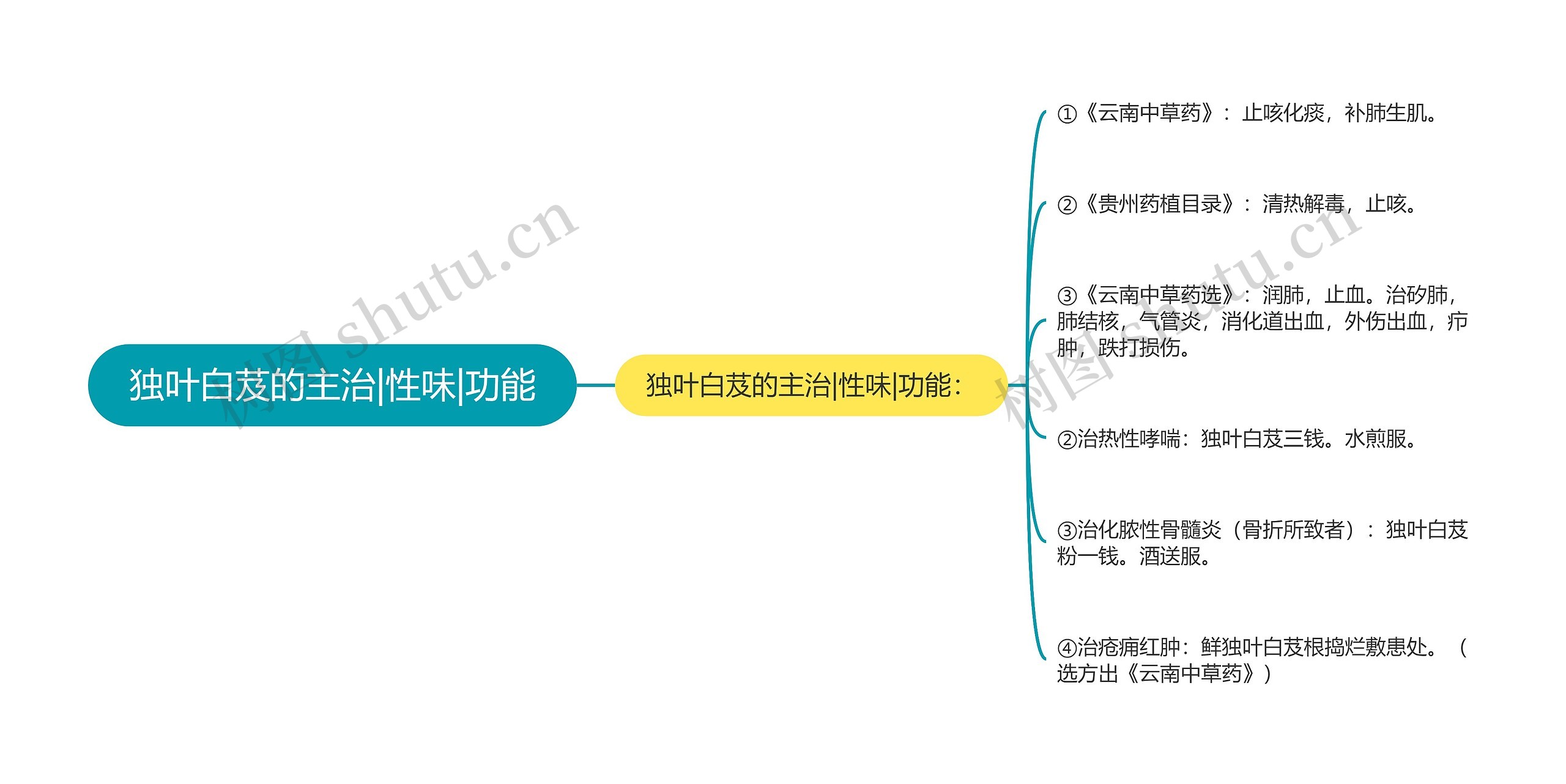 独叶白芨的主治|性味|功能思维导图