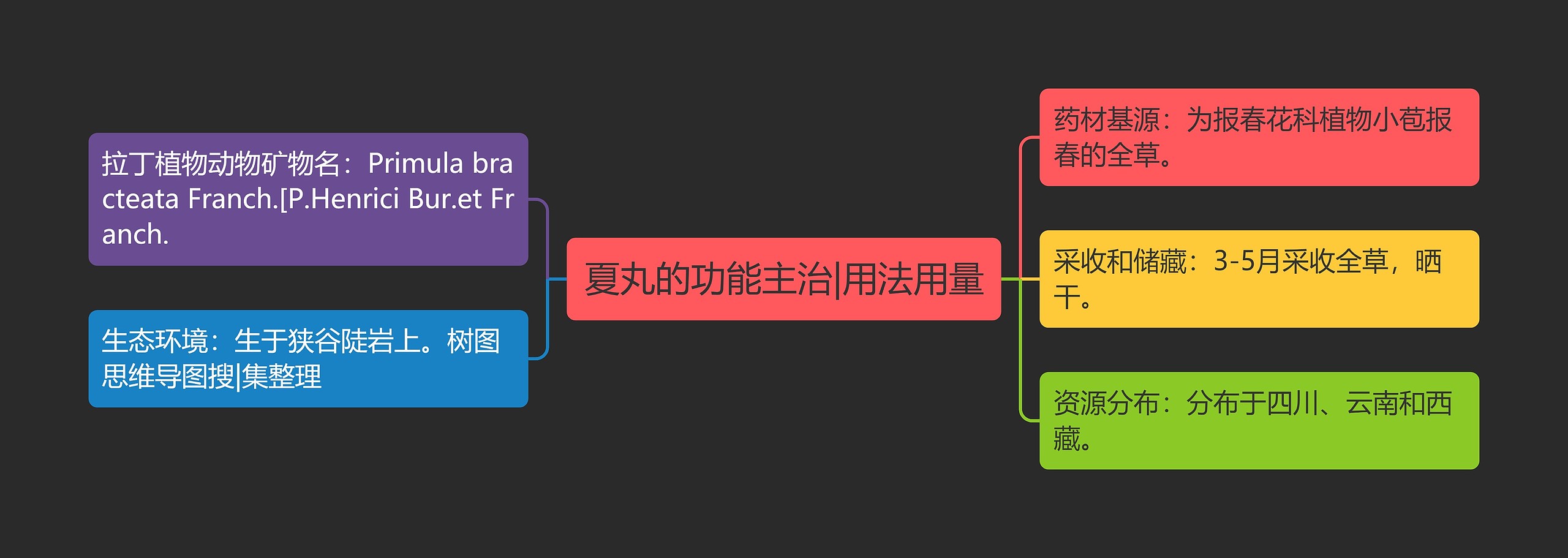 夏丸的功能主治|用法用量思维导图