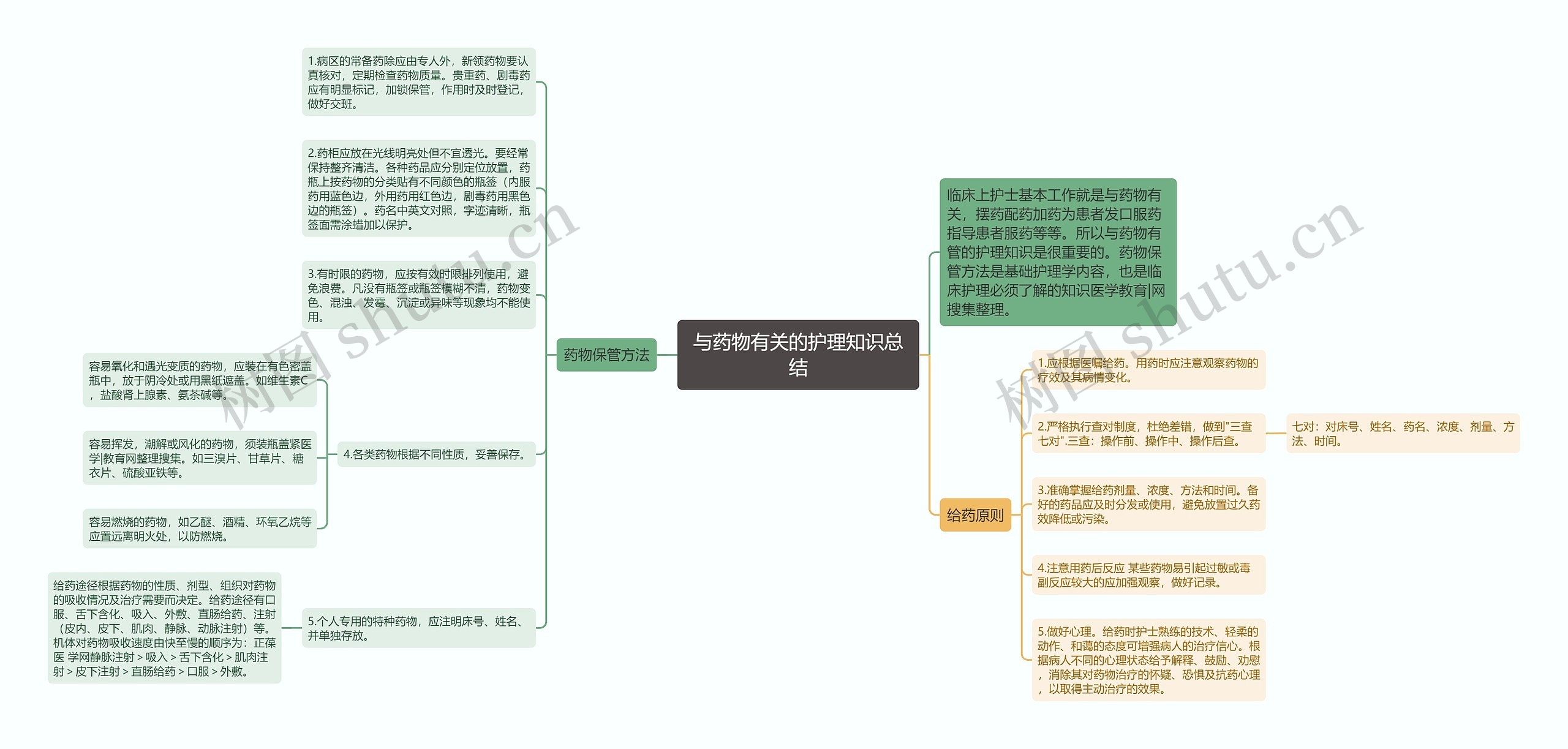 与药物有关的护理知识总结思维导图