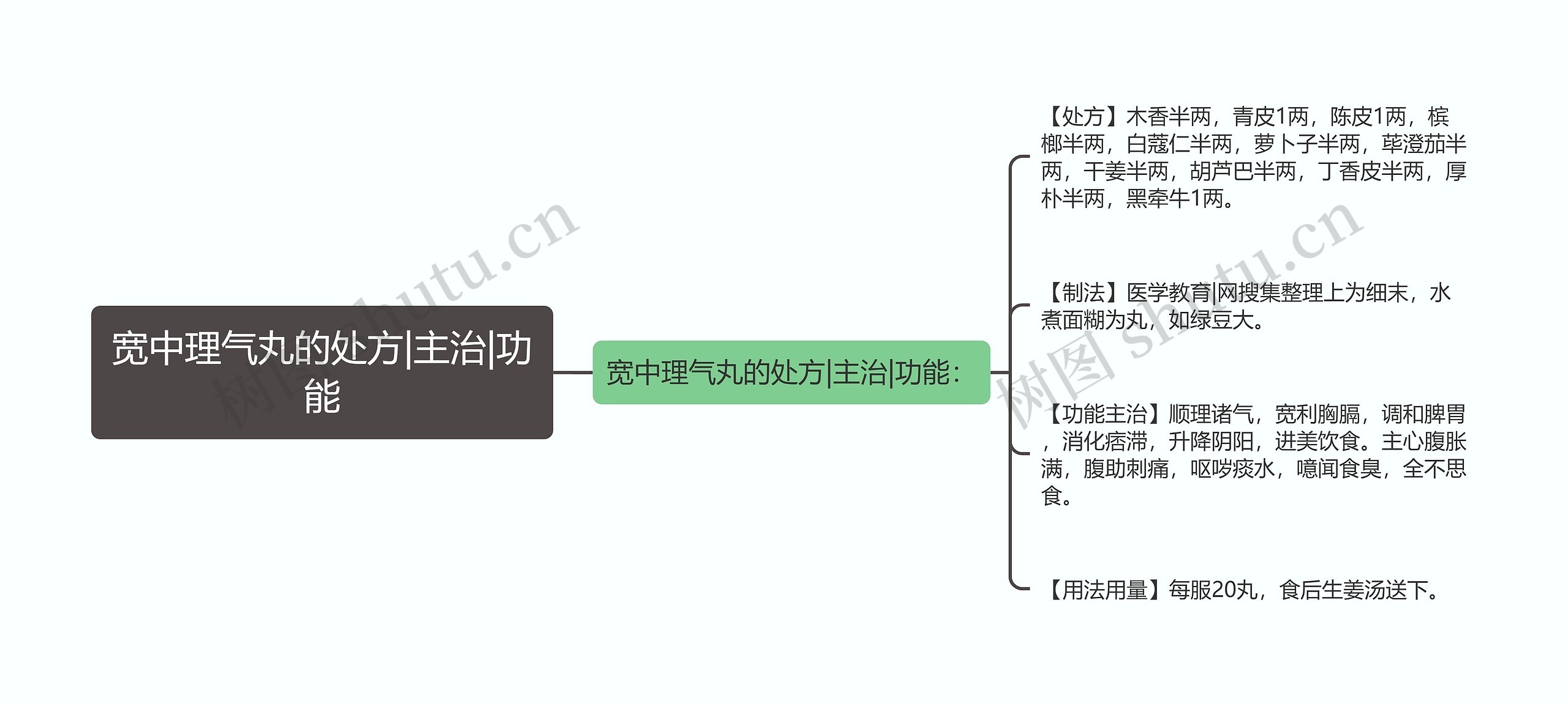 宽中理气丸的处方|主治|功能思维导图