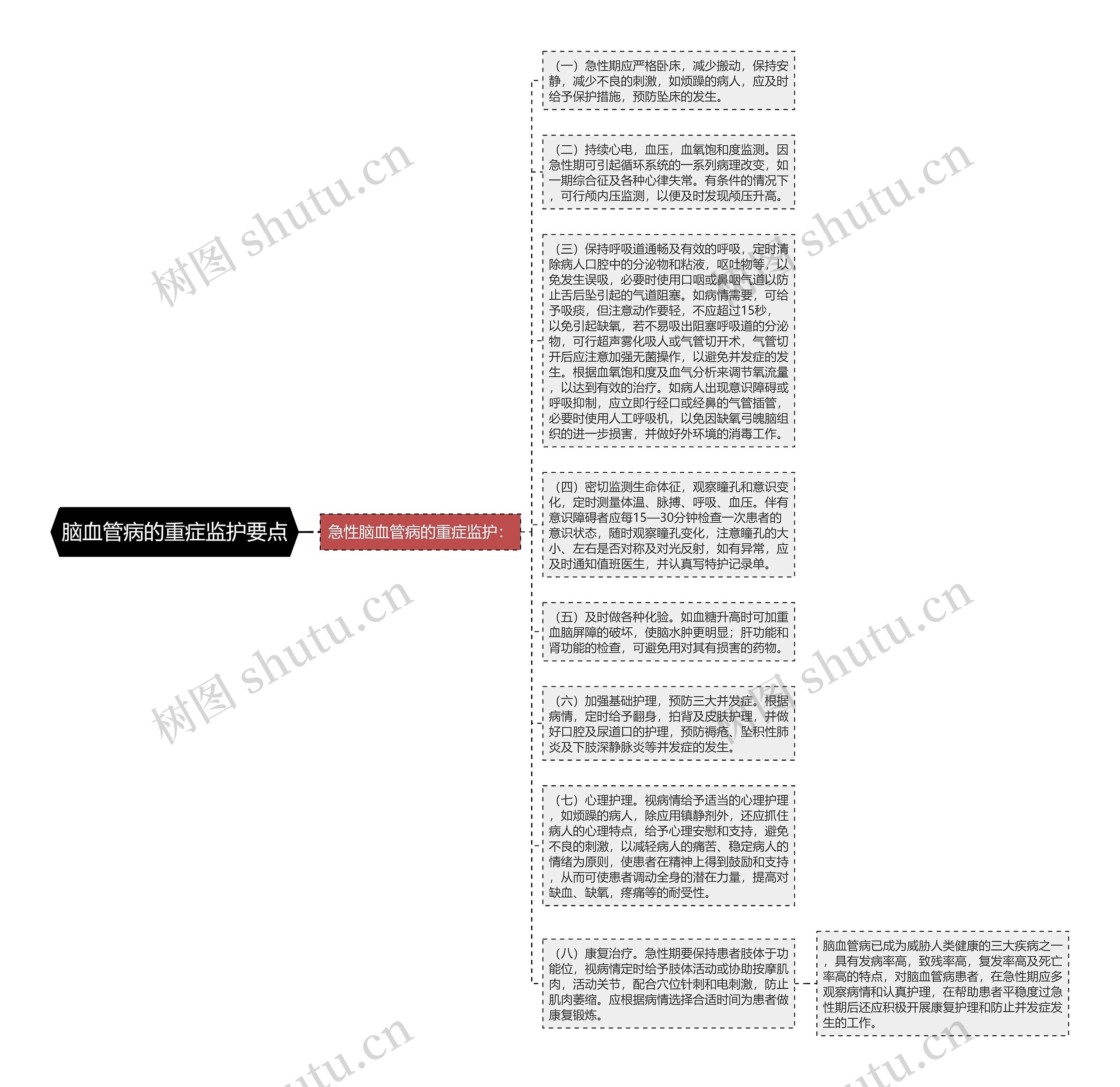 脑血管病的重症监护要点思维导图