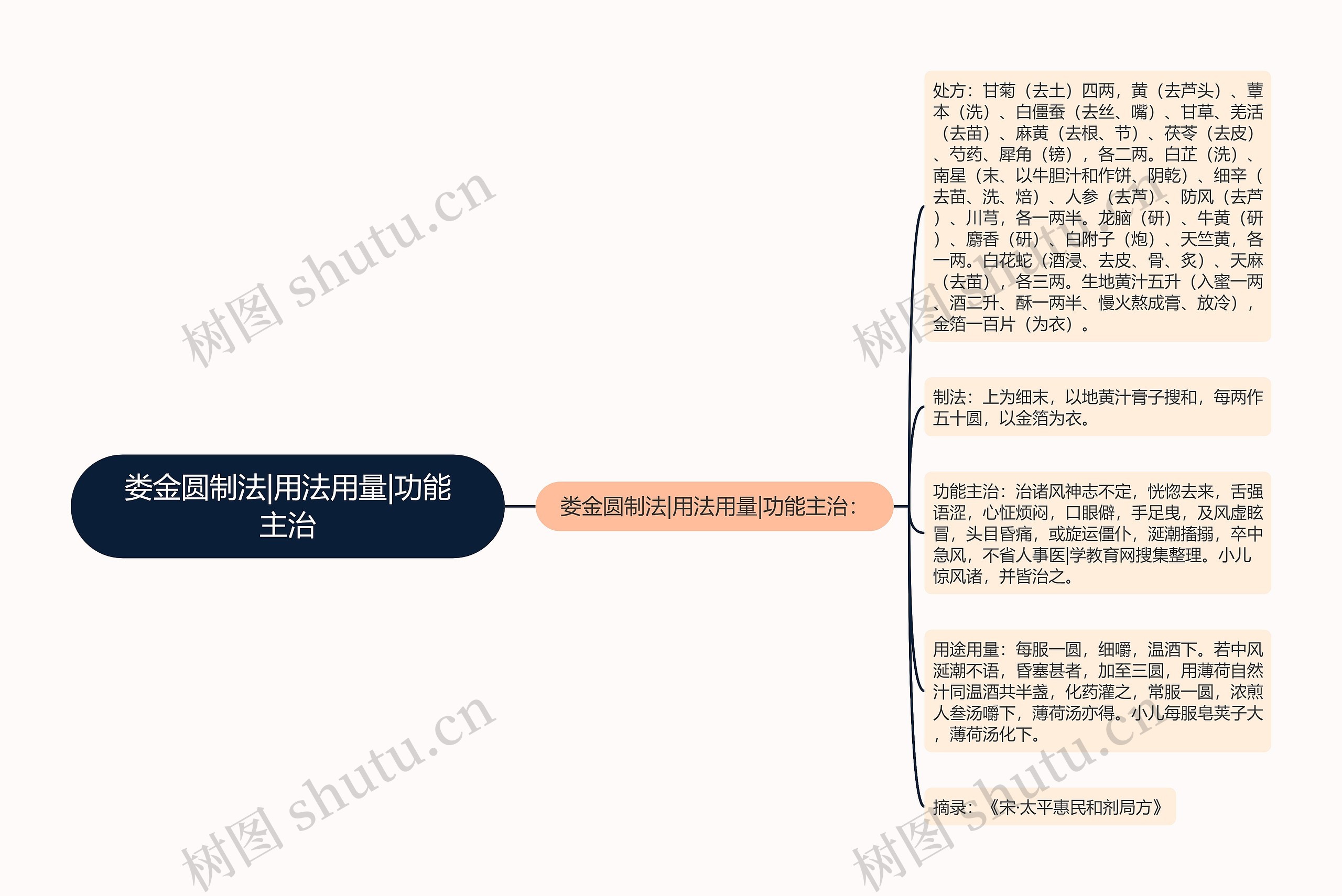 娄金圆制法|用法用量|功能主治思维导图