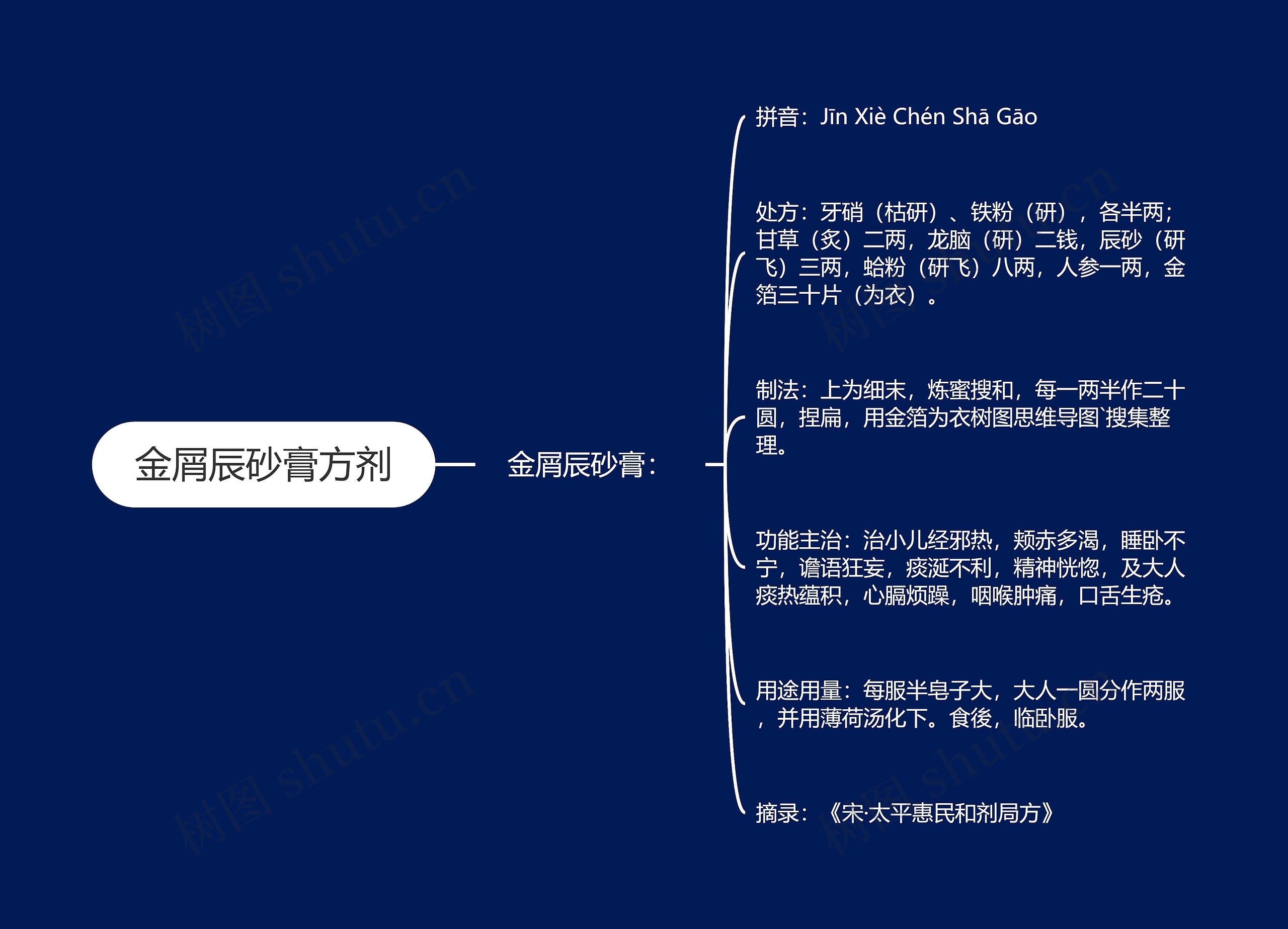 金屑辰砂膏方剂思维导图