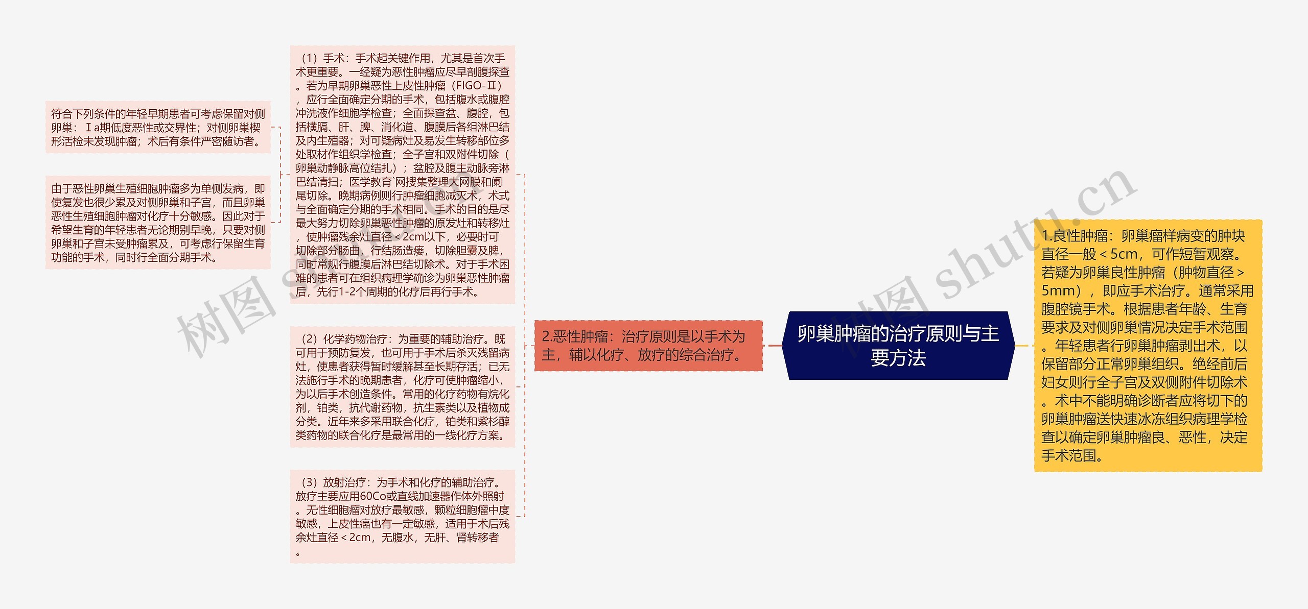 卵巢肿瘤的治疗原则与主要方法思维导图