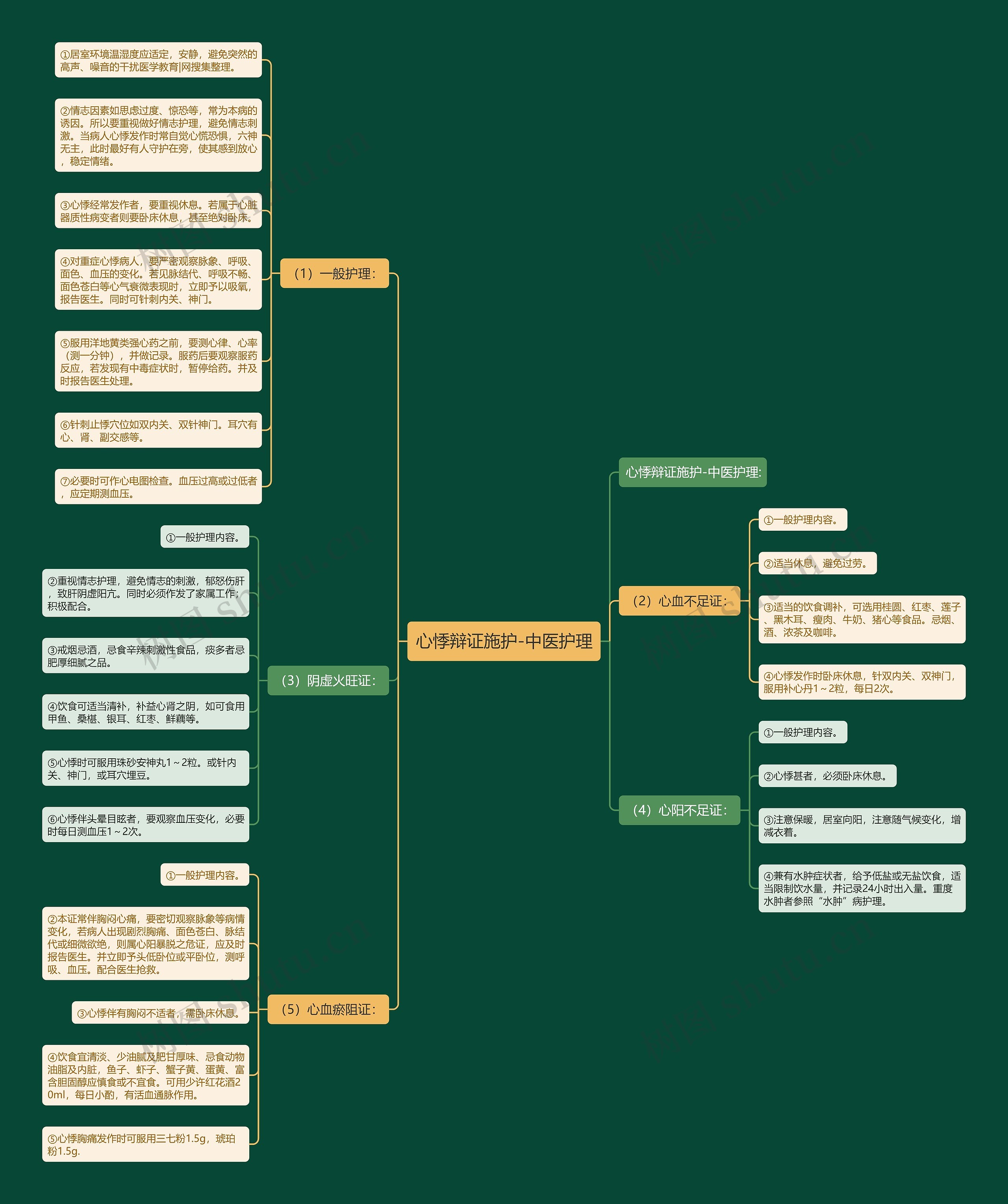 心悸辩证施护-中医护理思维导图