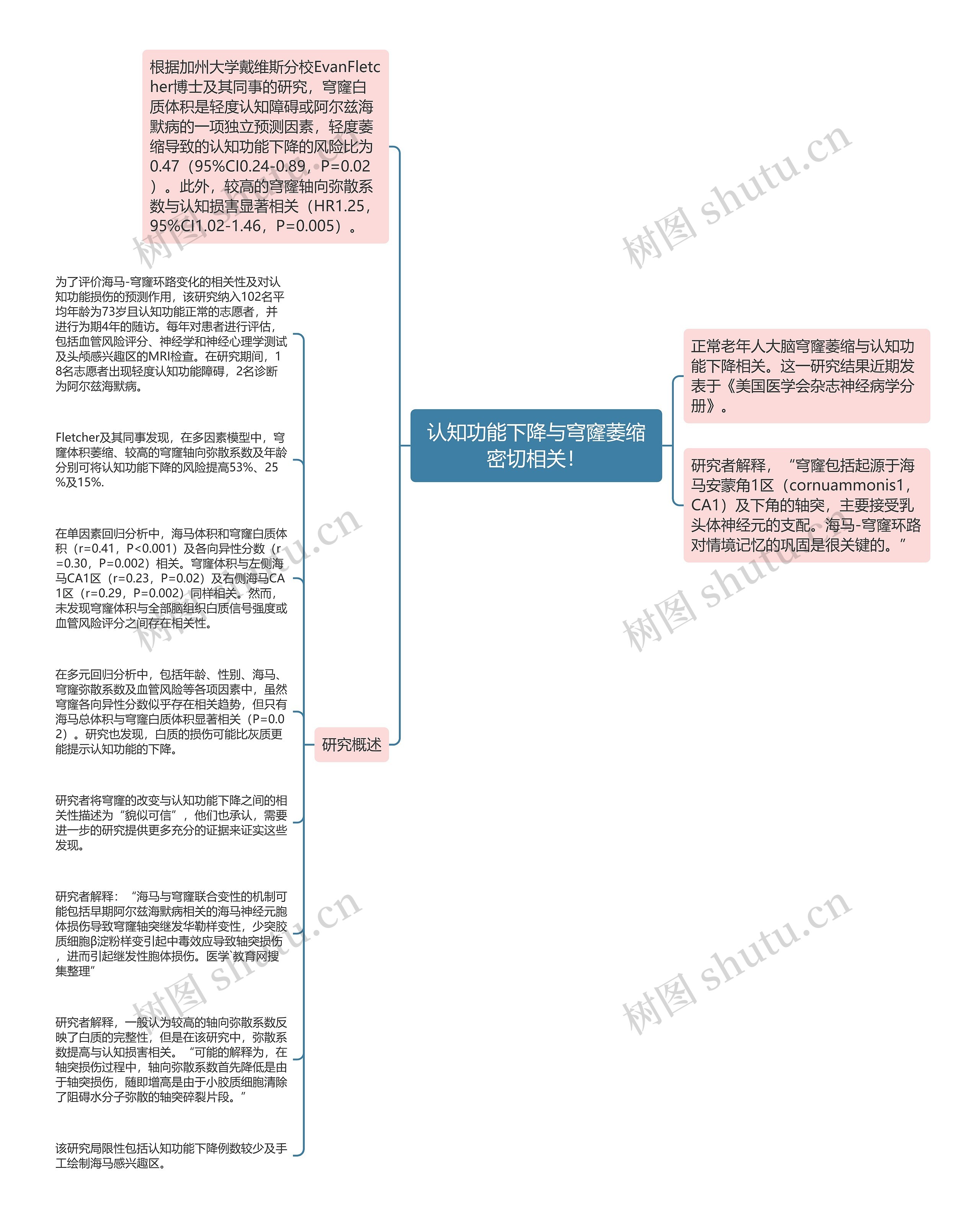 认知功能下降与穹窿萎缩密切相关！思维导图