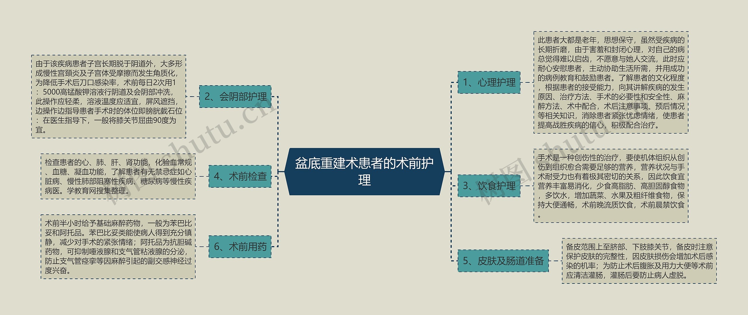 盆底重建术患者的术前护理思维导图