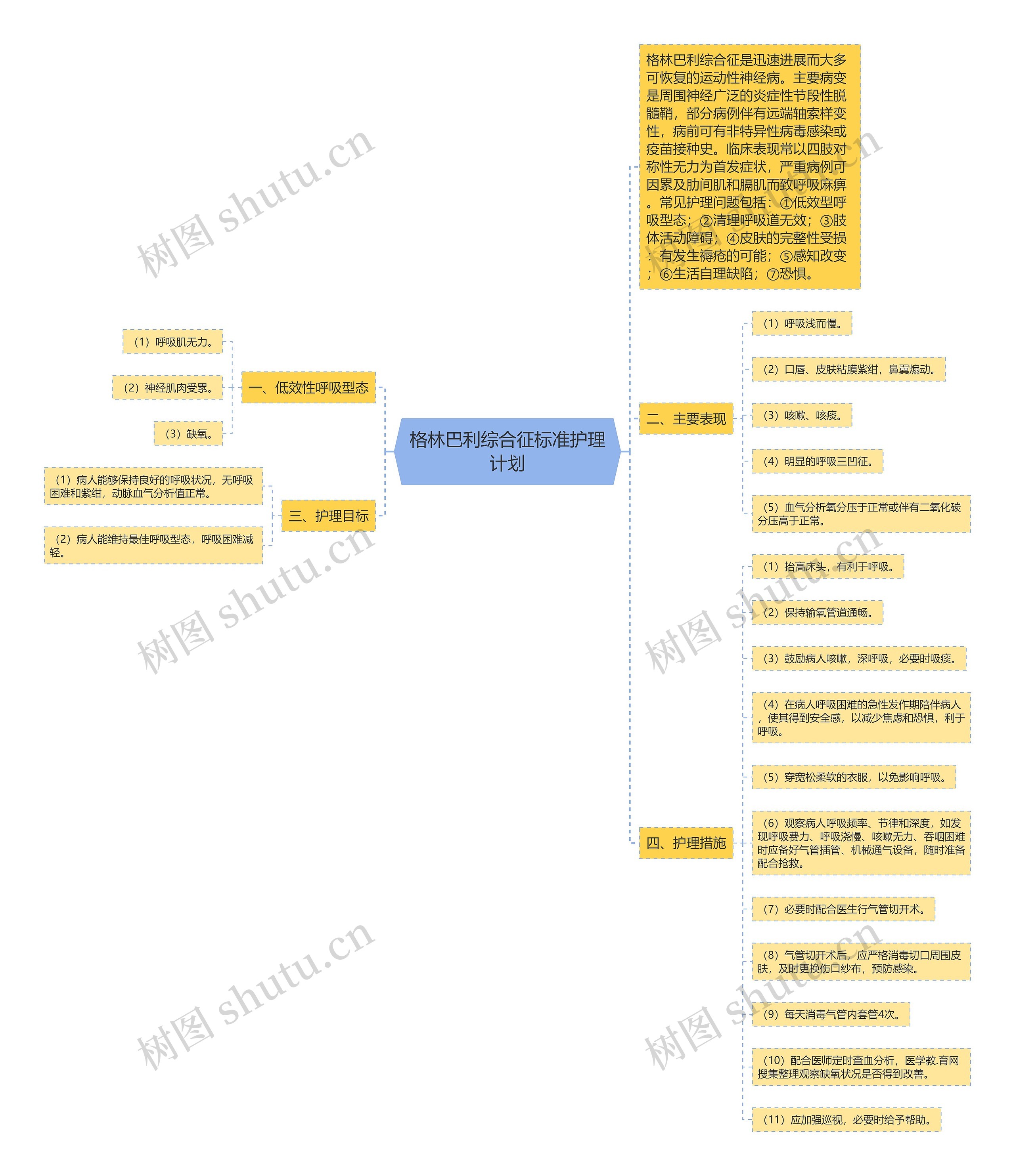 格林巴利综合征标准护理计划思维导图