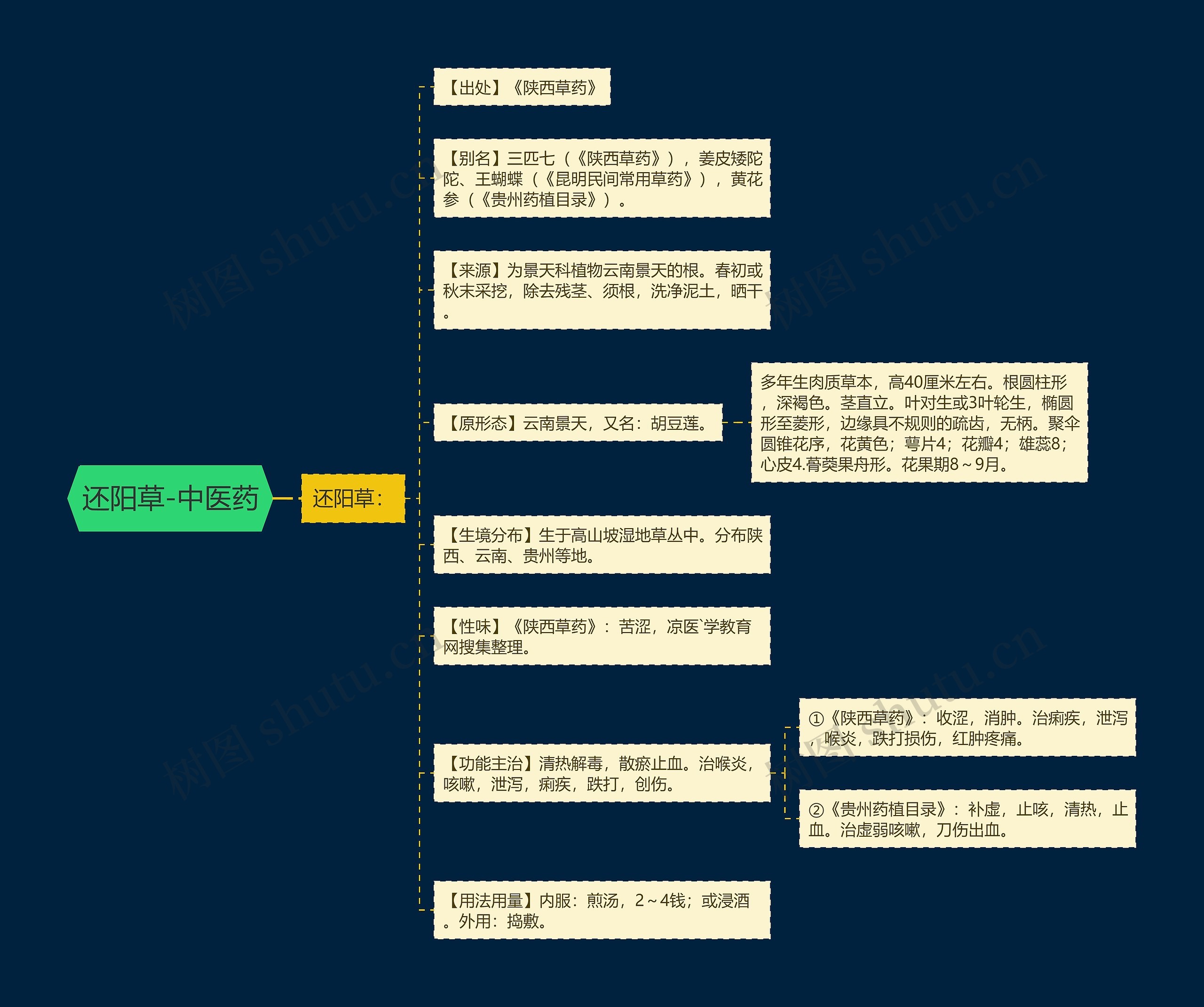 还阳草-中医药思维导图