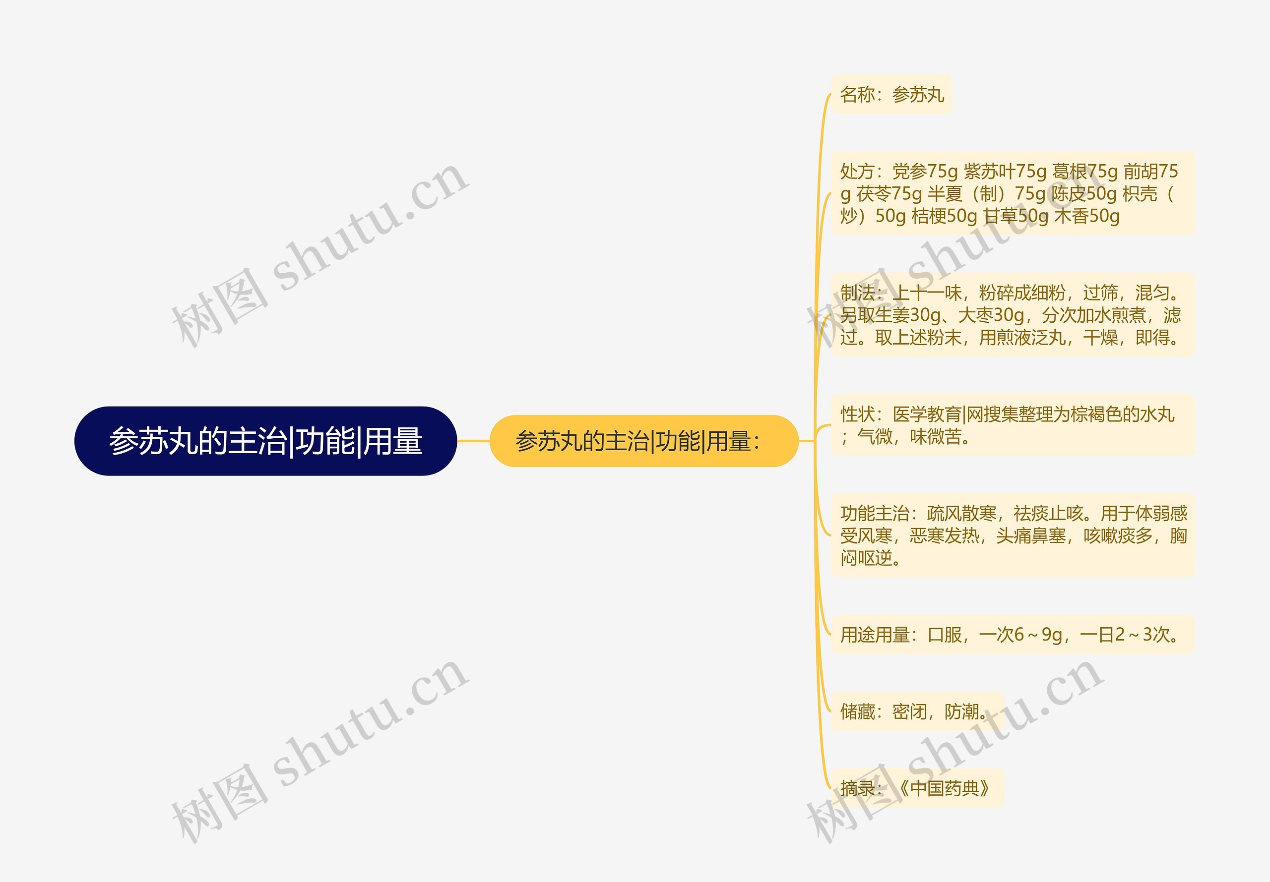 参苏丸的主治|功能|用量思维导图