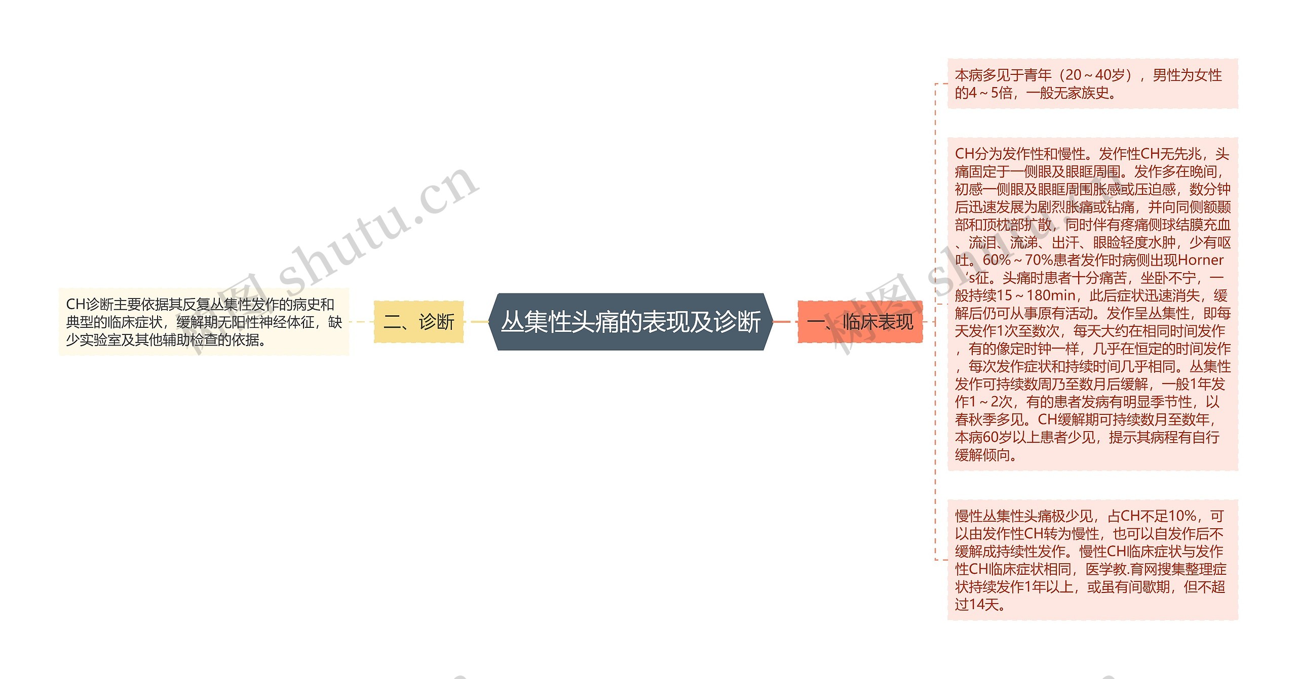 丛集性头痛的表现及诊断思维导图