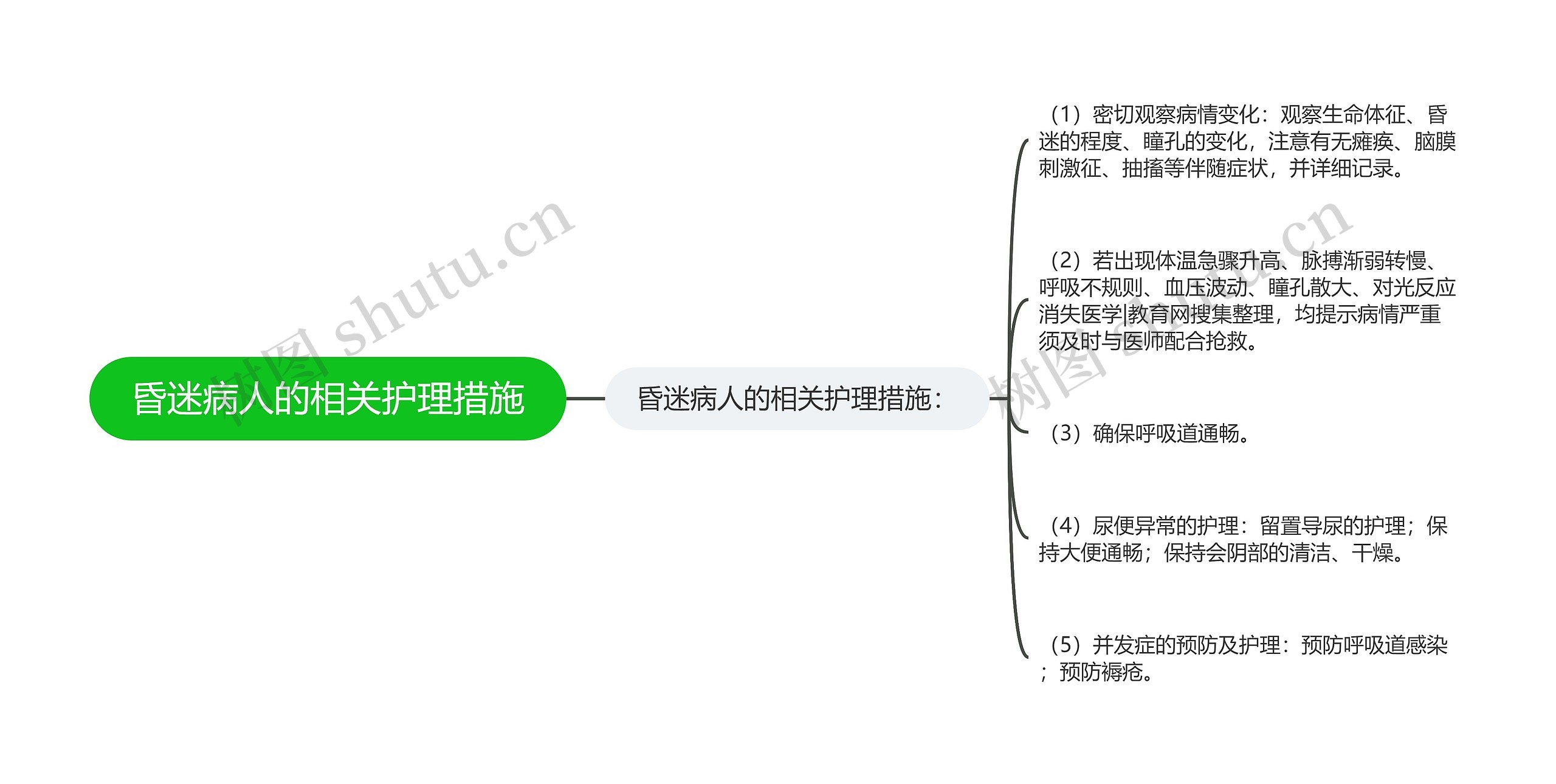 昏迷病人的相关护理措施思维导图