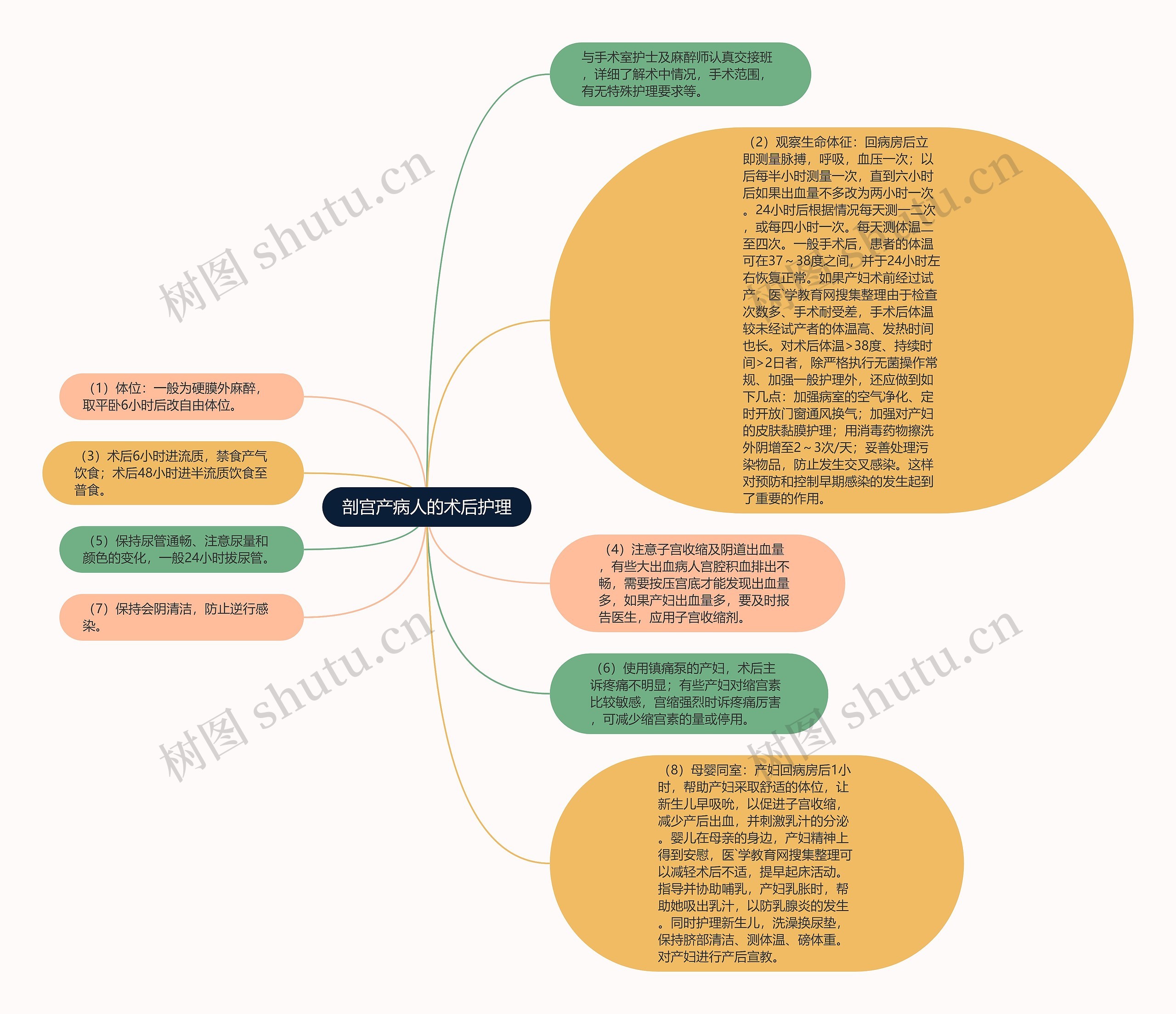 剖宫产病人的术后护理思维导图