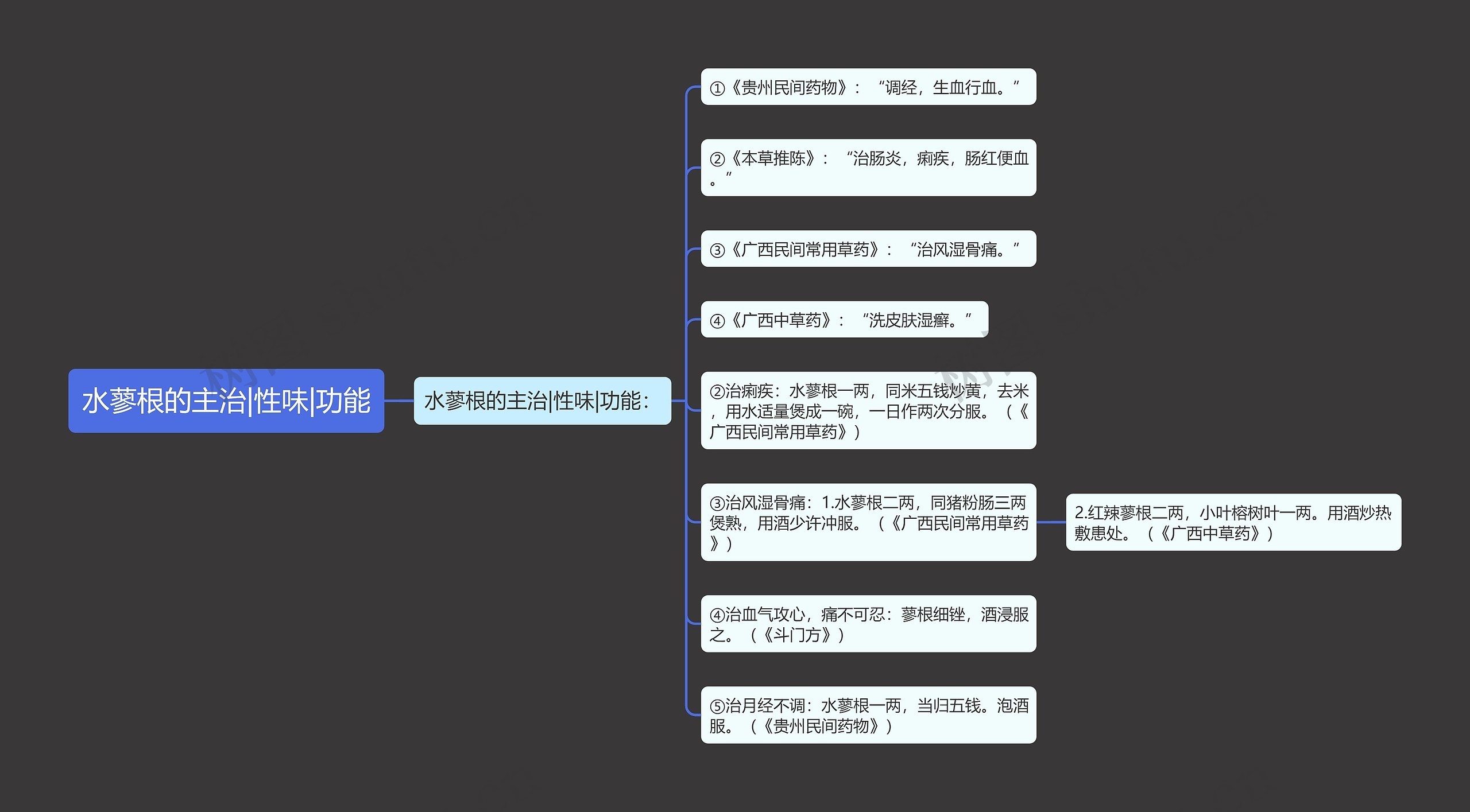 水蓼根的主治|性味|功能思维导图