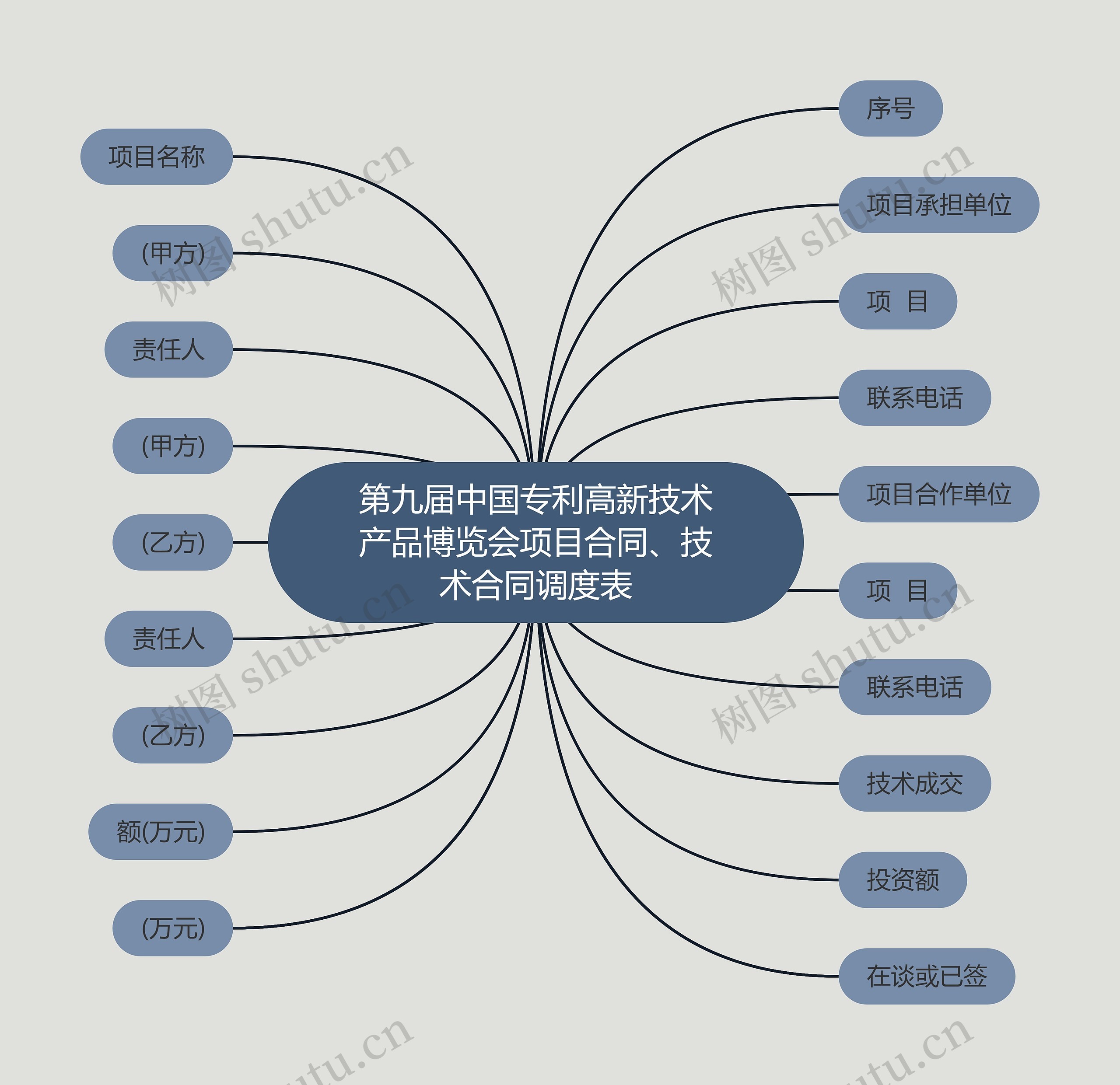 第九届中国专利高新技术产品博览会项目合同、技术合同调度表思维导图