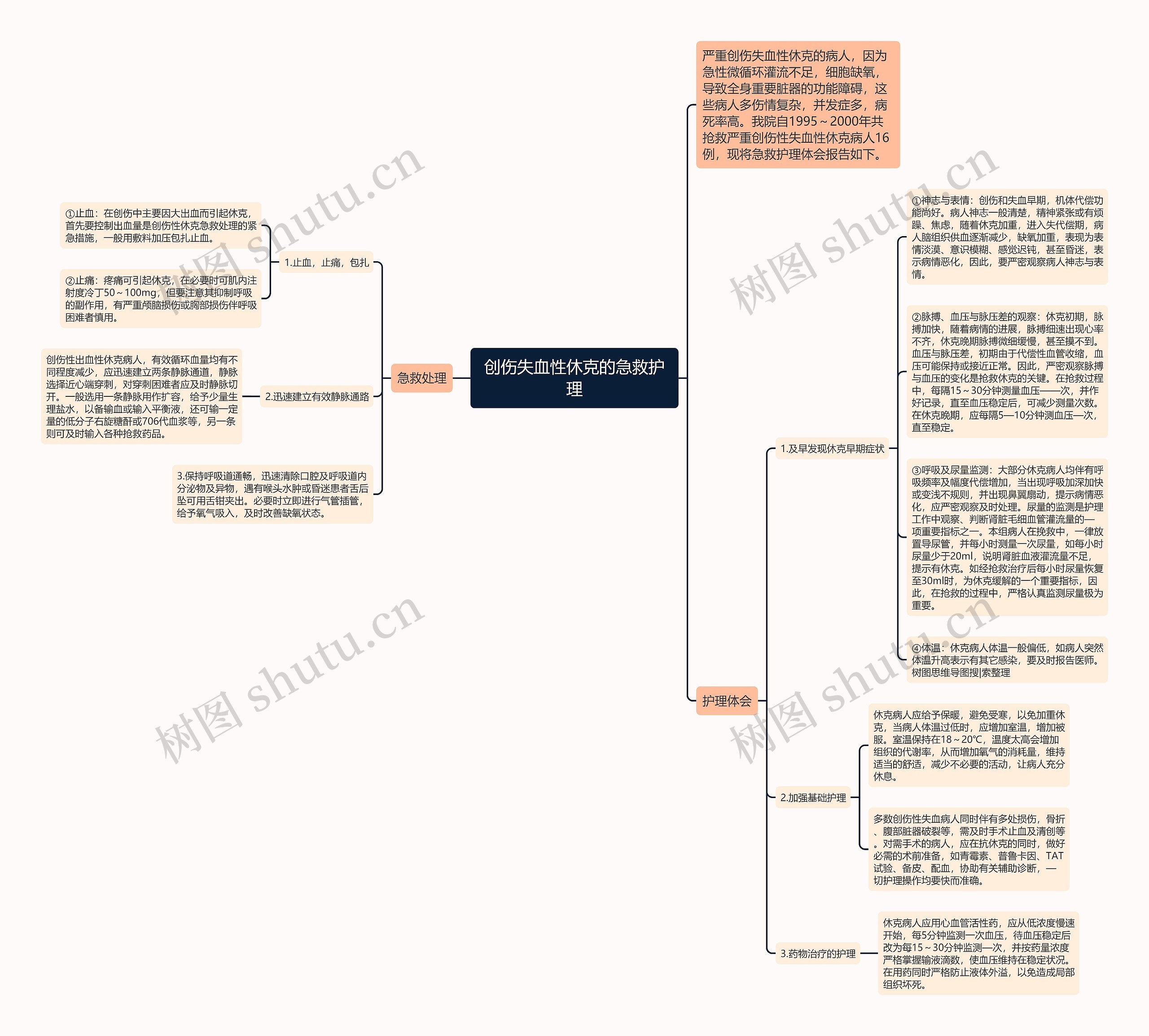 创伤失血性休克的急救护理思维导图