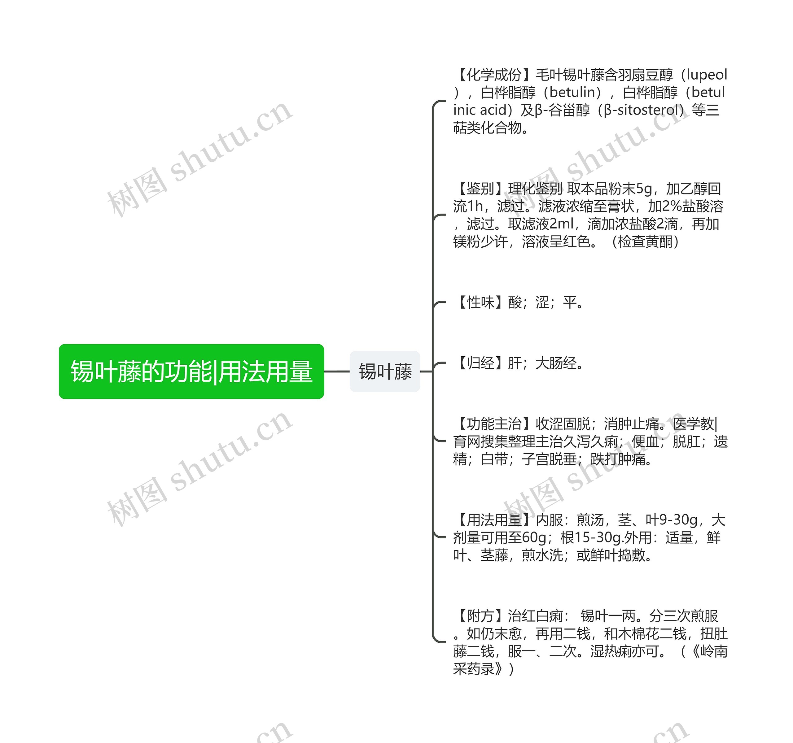 锡叶藤的功能|用法用量思维导图