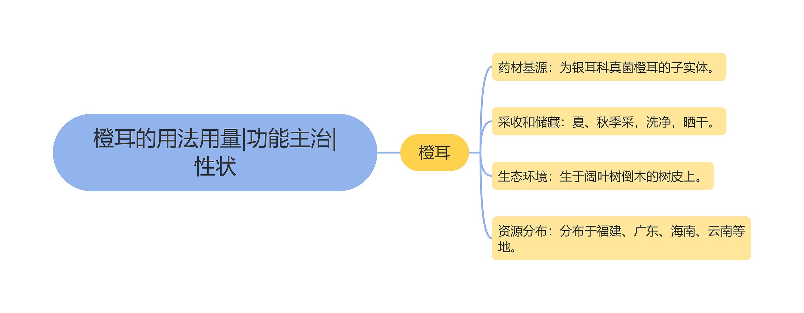 橙耳的用法用量|功能主治|性状思维导图