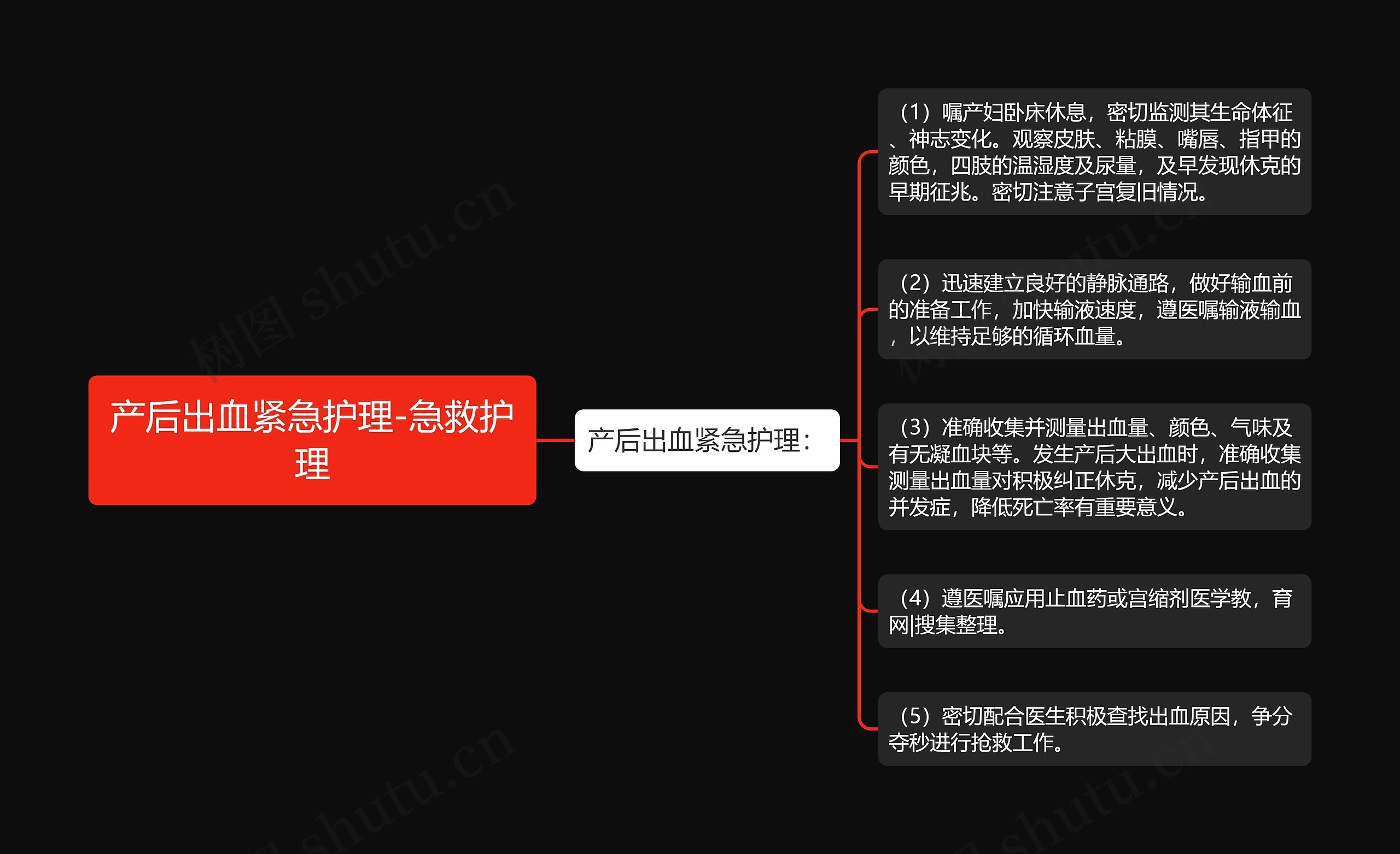 产后出血紧急护理-急救护理思维导图