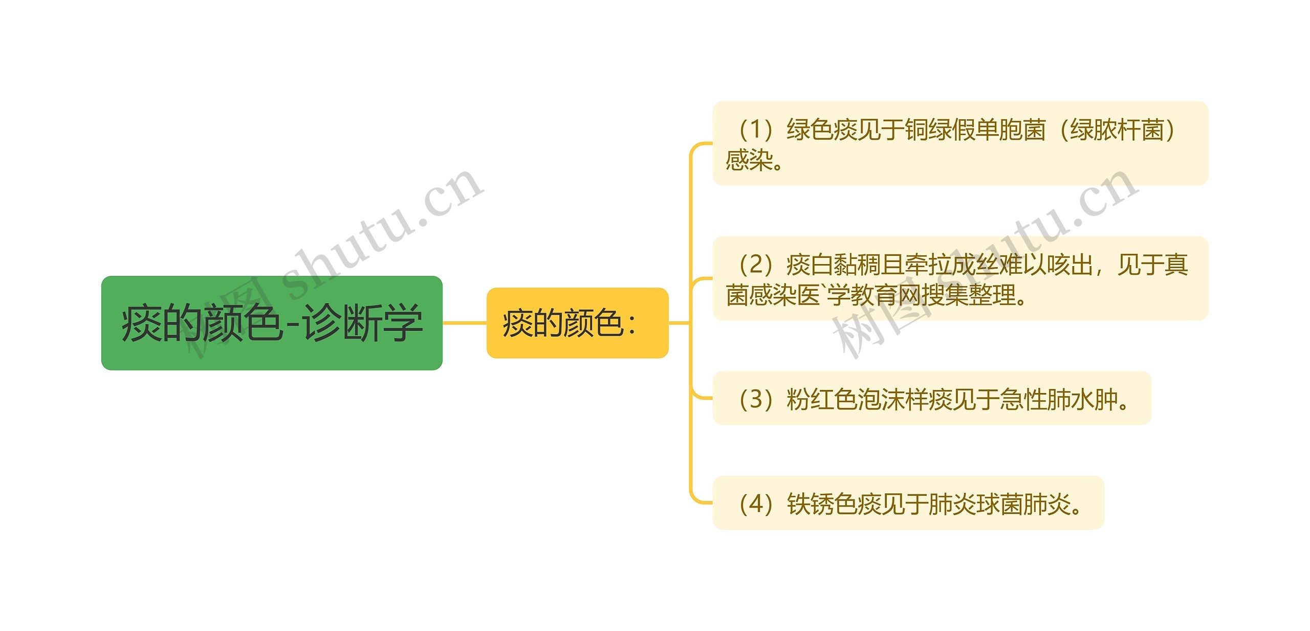 痰的颜色-诊断学思维导图