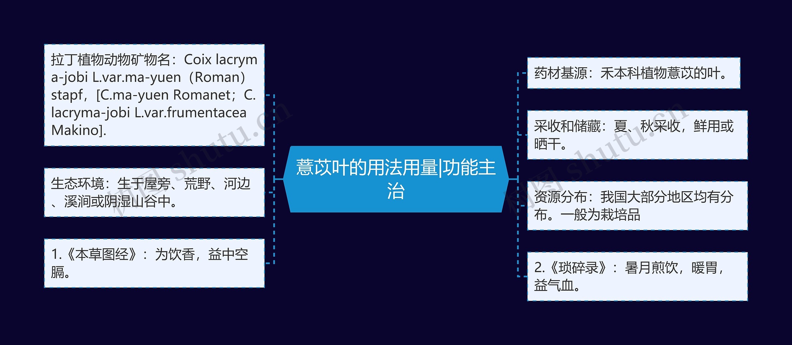 薏苡叶的用法用量|功能主治思维导图