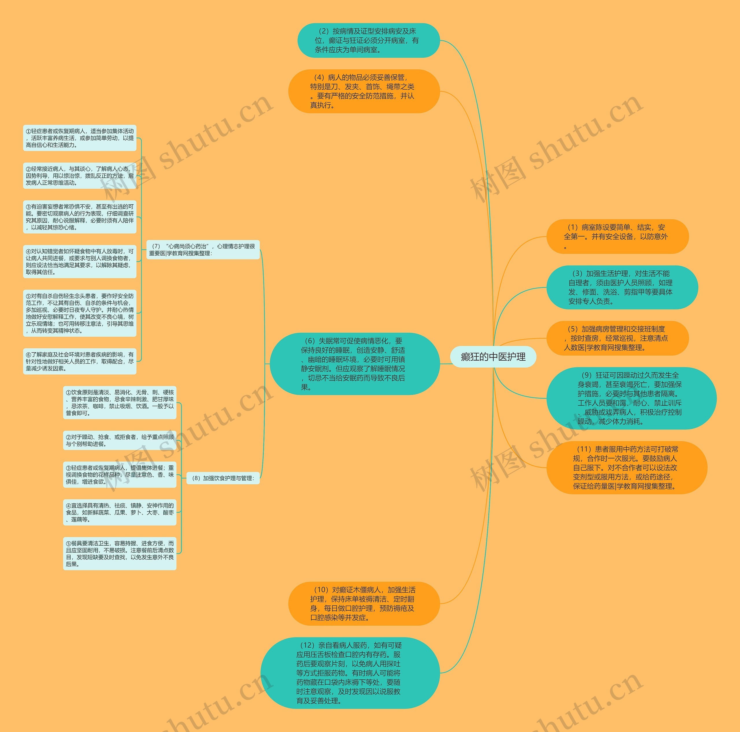 癫狂的中医护理思维导图