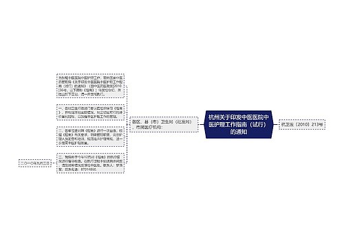 杭州关于印发中医医院中医护理工作指南（试行）的通知