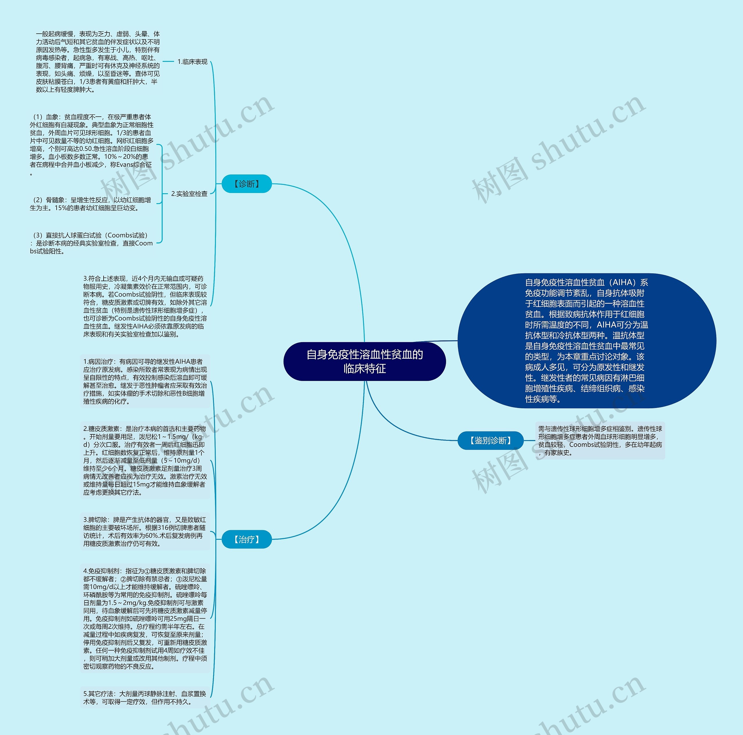 自身免疫性溶血性贫血的临床特征思维导图