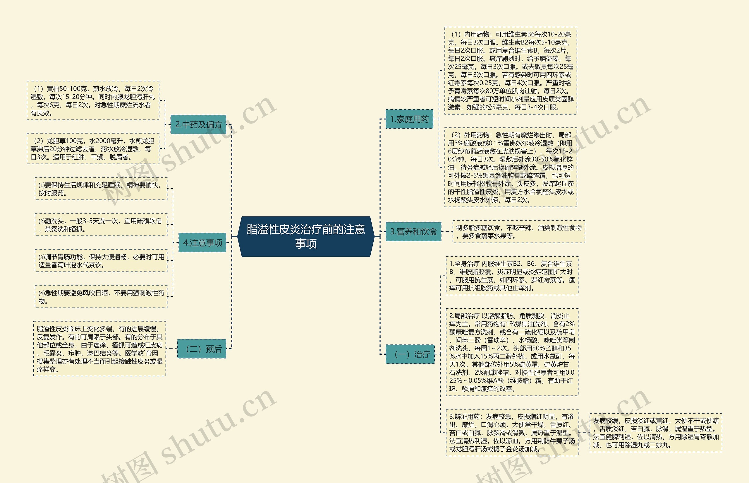脂溢性皮炎治疗前的注意事项思维导图