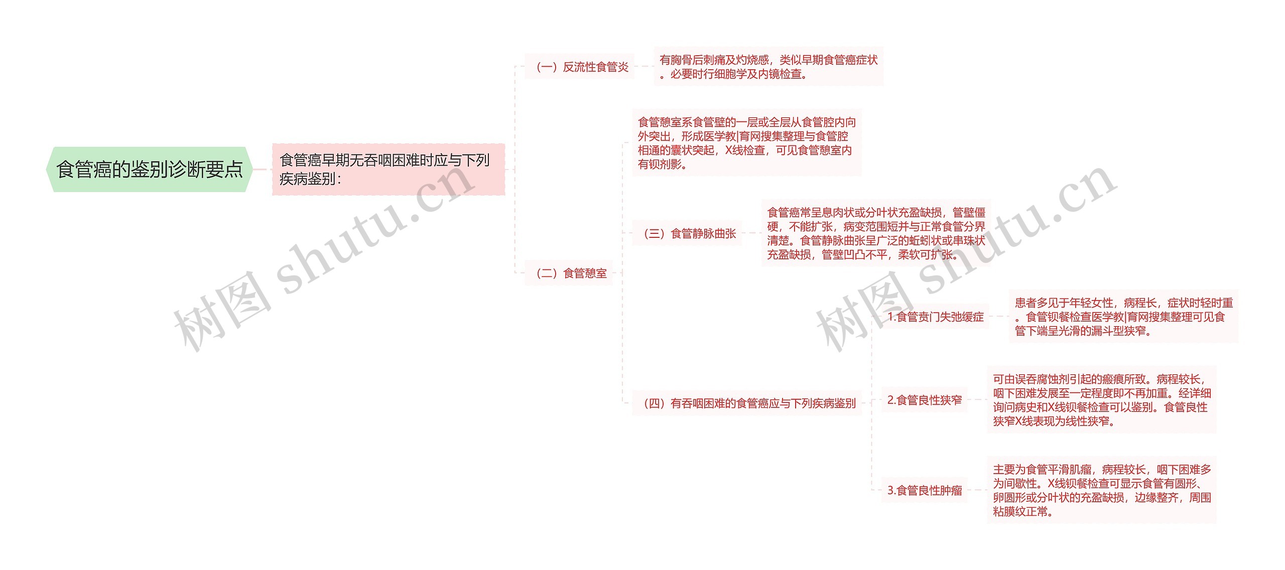 食管癌的鉴别诊断要点思维导图