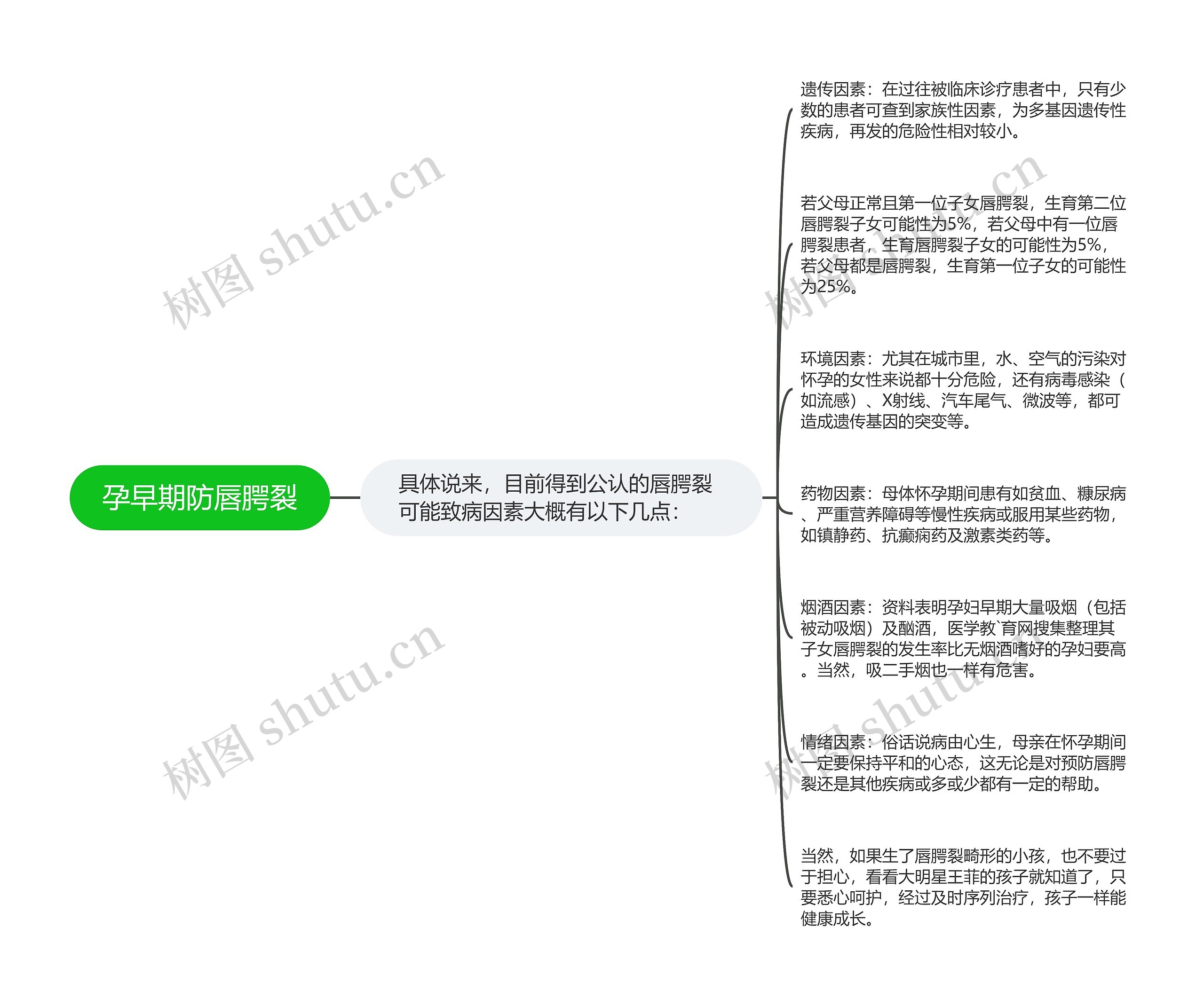 孕早期防唇腭裂思维导图