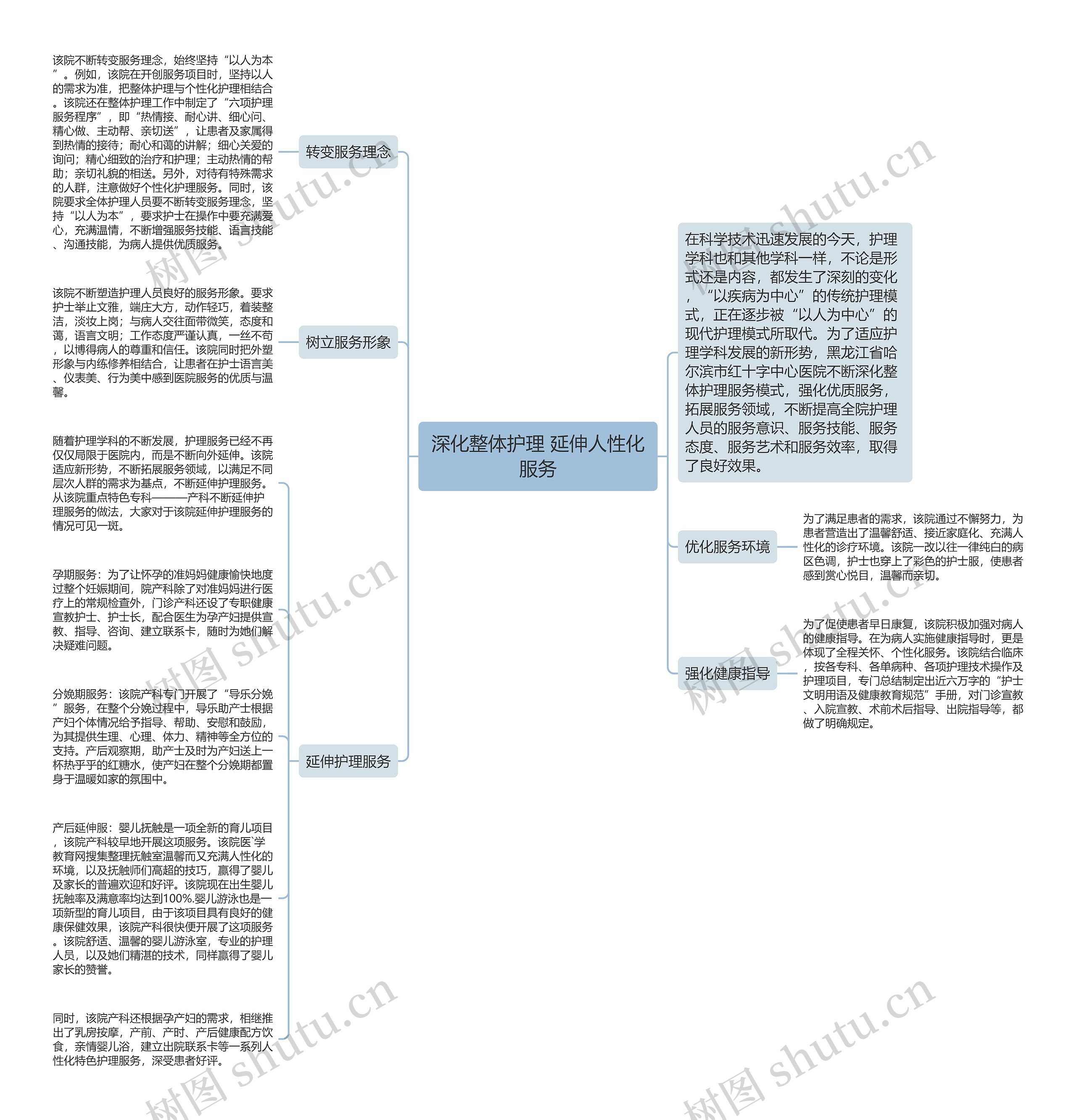深化整体护理 延伸人性化服务思维导图
