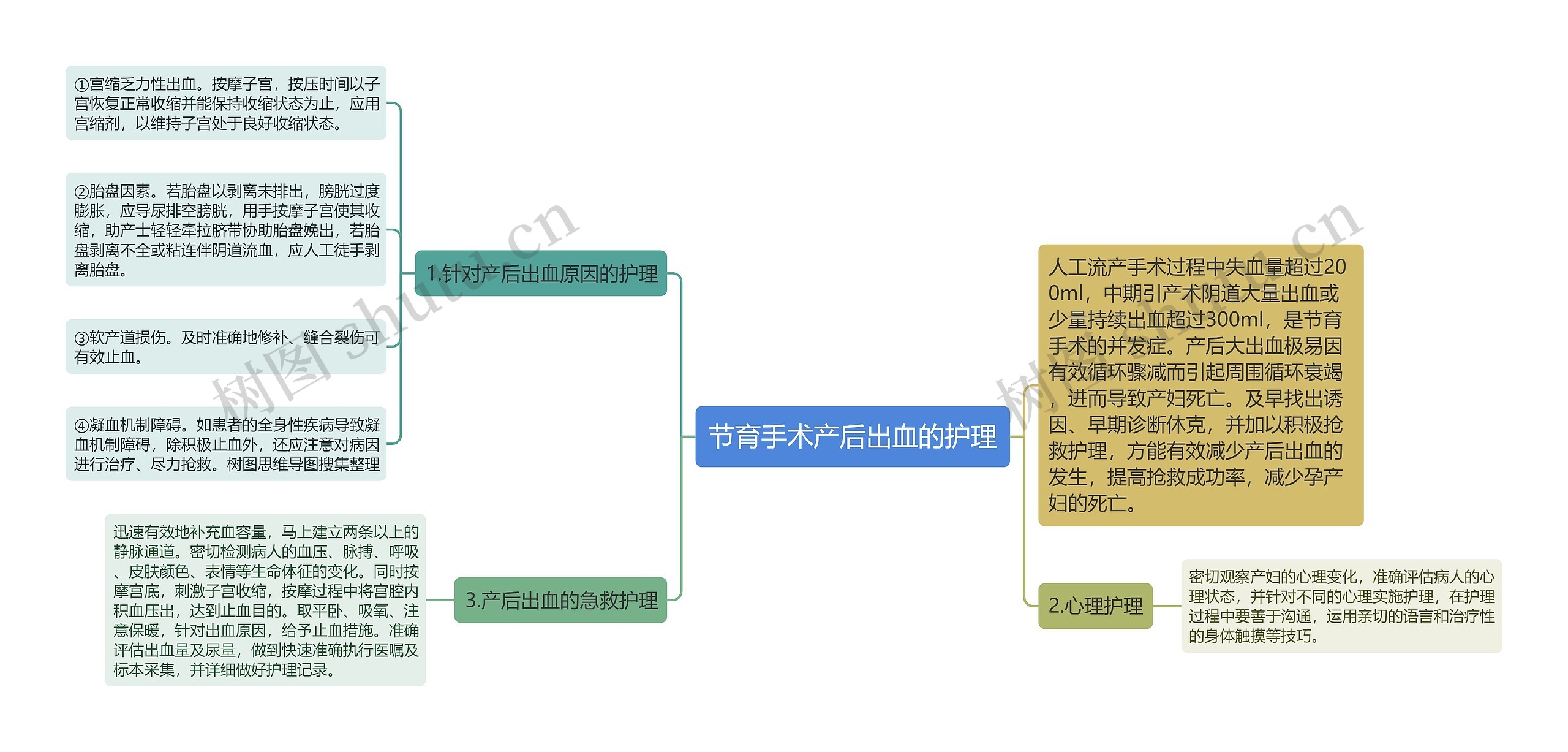 节育手术产后出血的护理思维导图