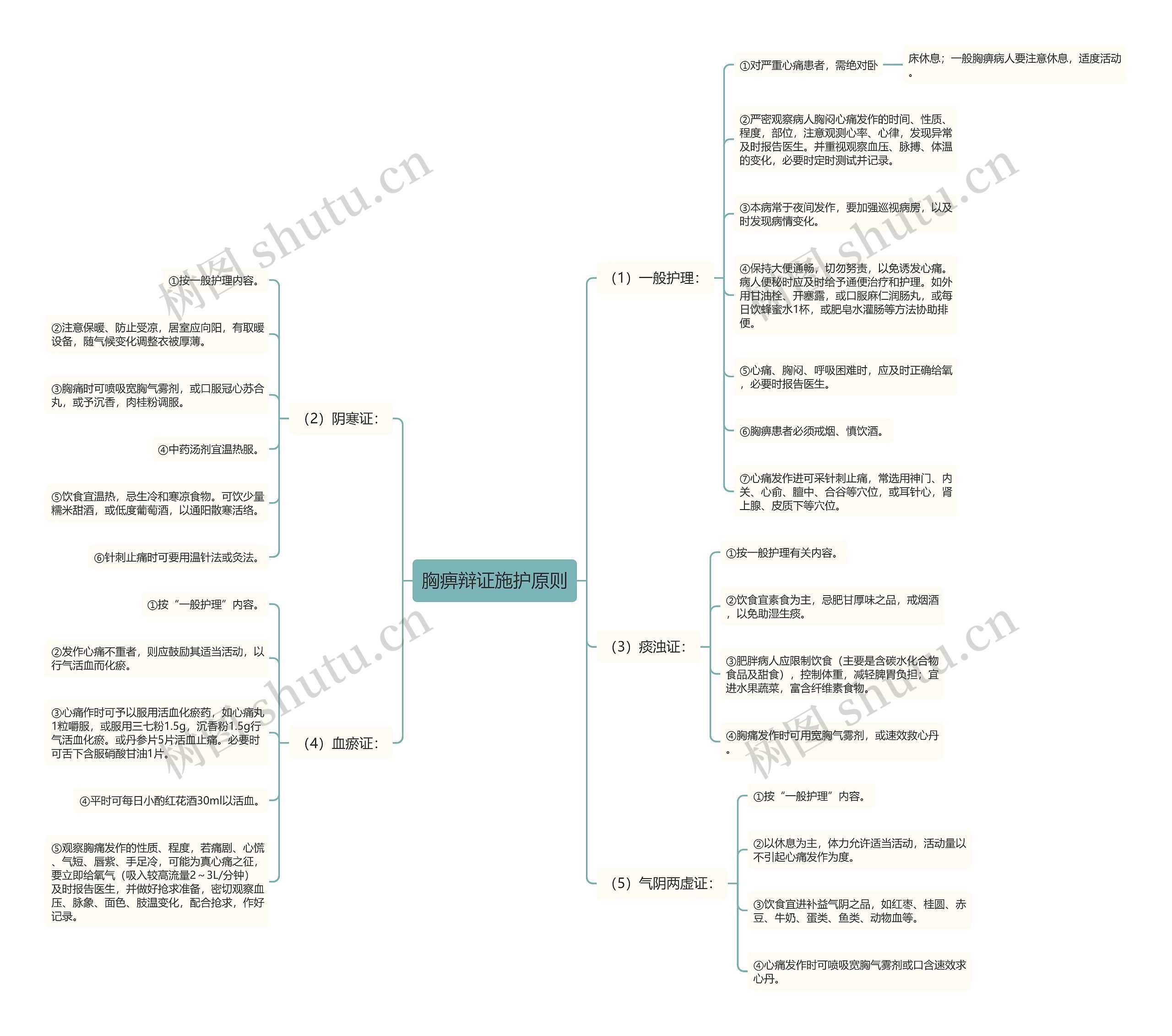 胸痹辩证施护原则思维导图