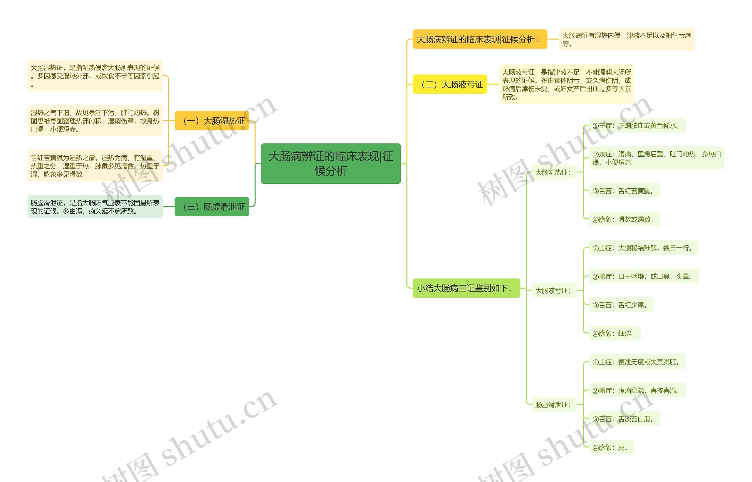 大肠病辨证的临床表现|征候分析思维导图