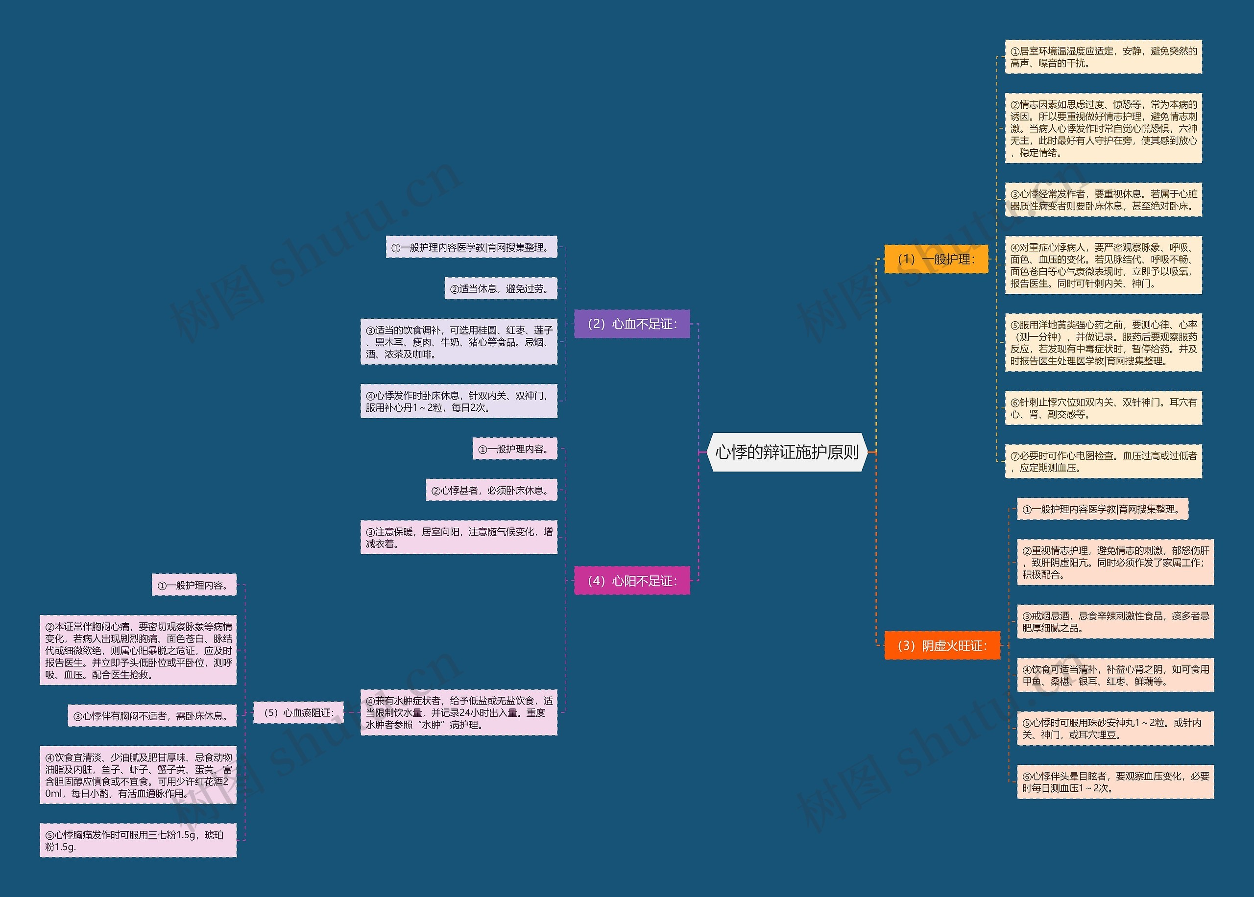心悸的辩证施护原则思维导图