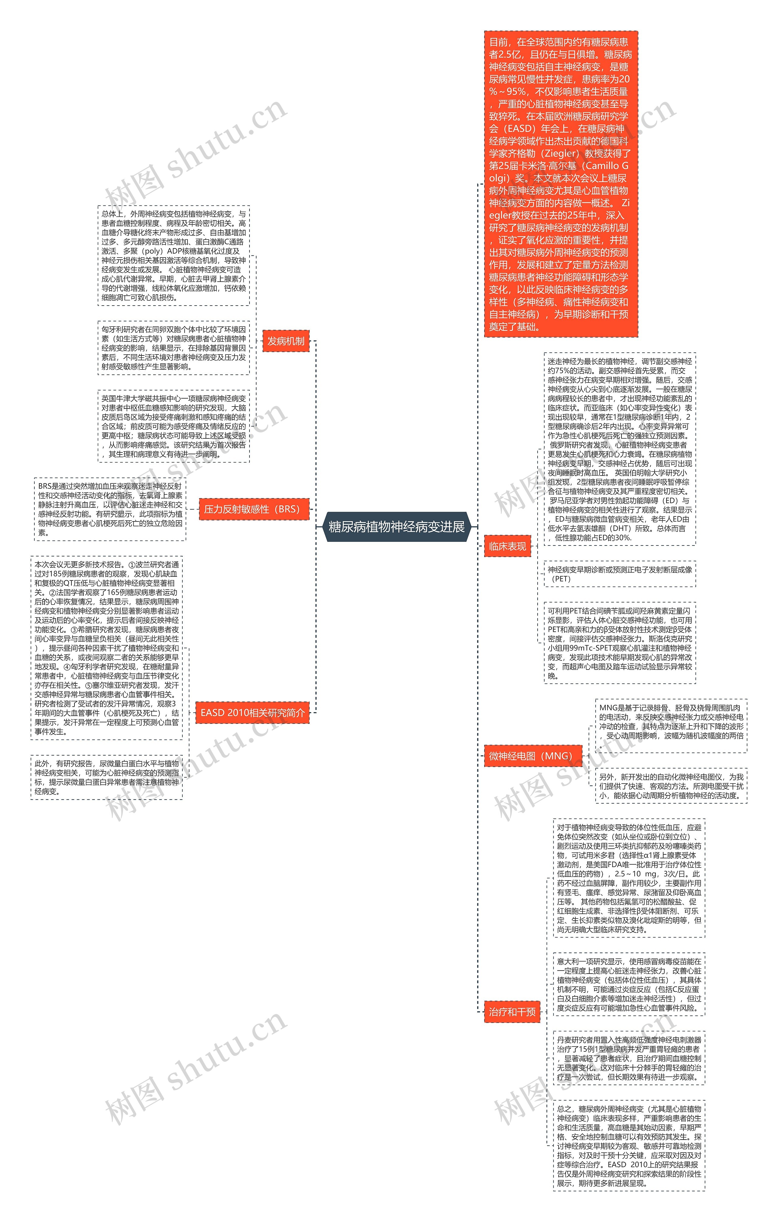 糖尿病植物神经病变进展思维导图