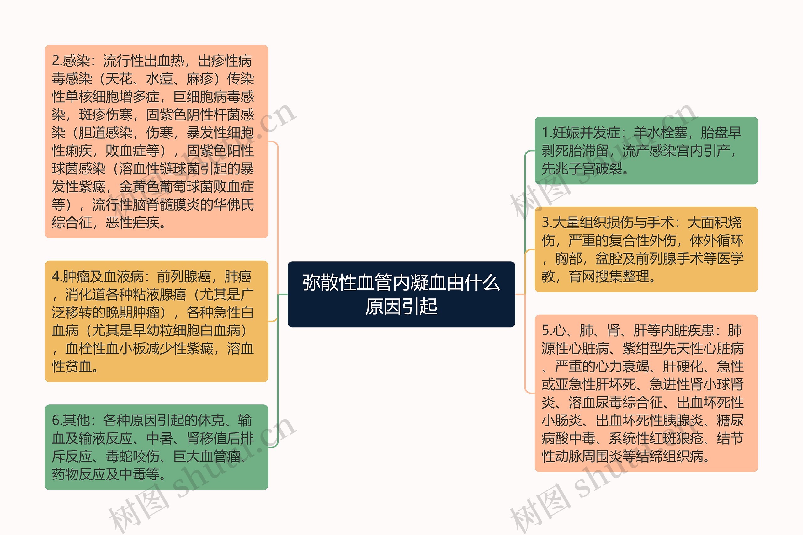 弥散性血管内凝血由什么原因引起思维导图