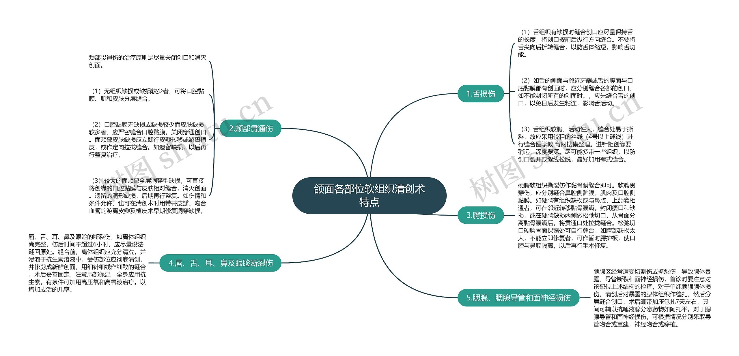 颌面各部位软组织清创术特点