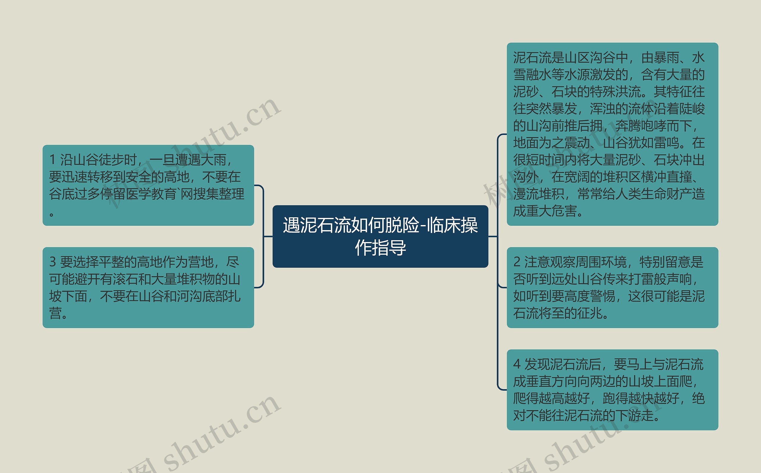 遇泥石流如何脱险-临床操作指导思维导图