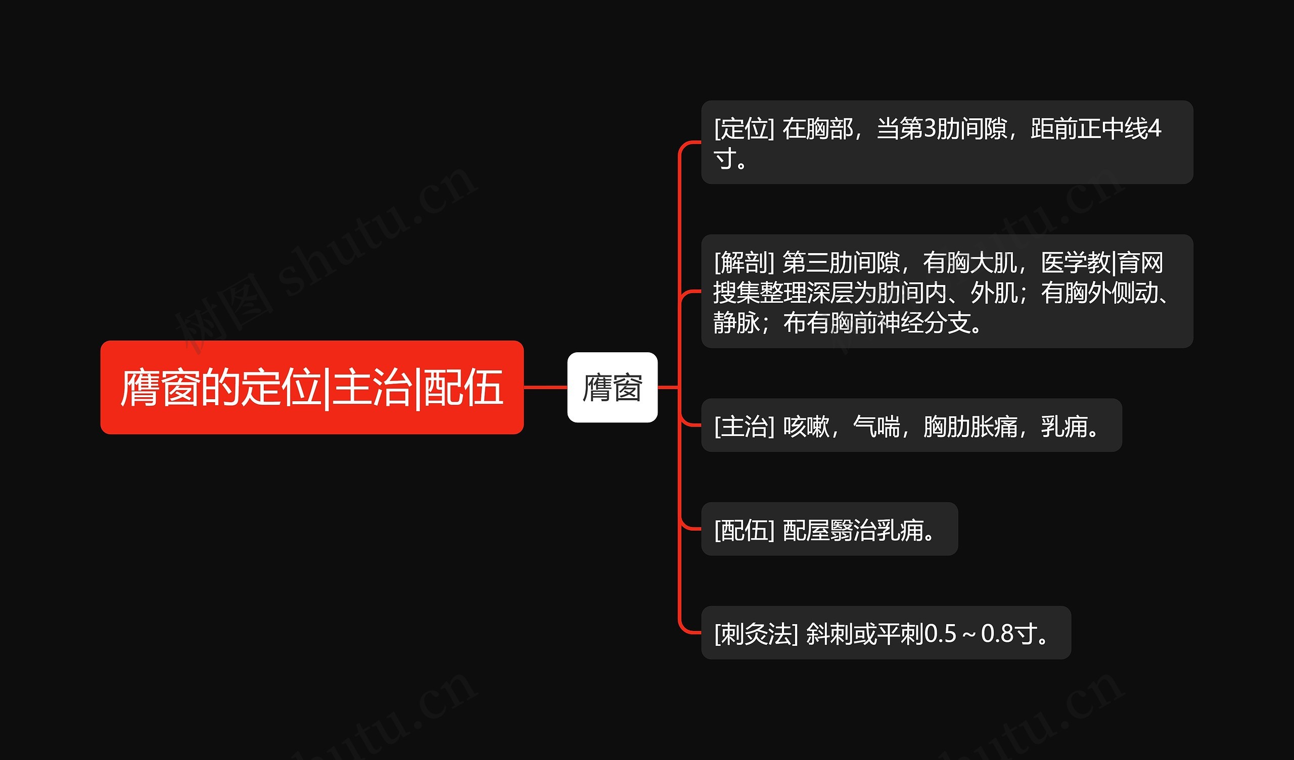 膺窗的定位|主治|配伍思维导图
