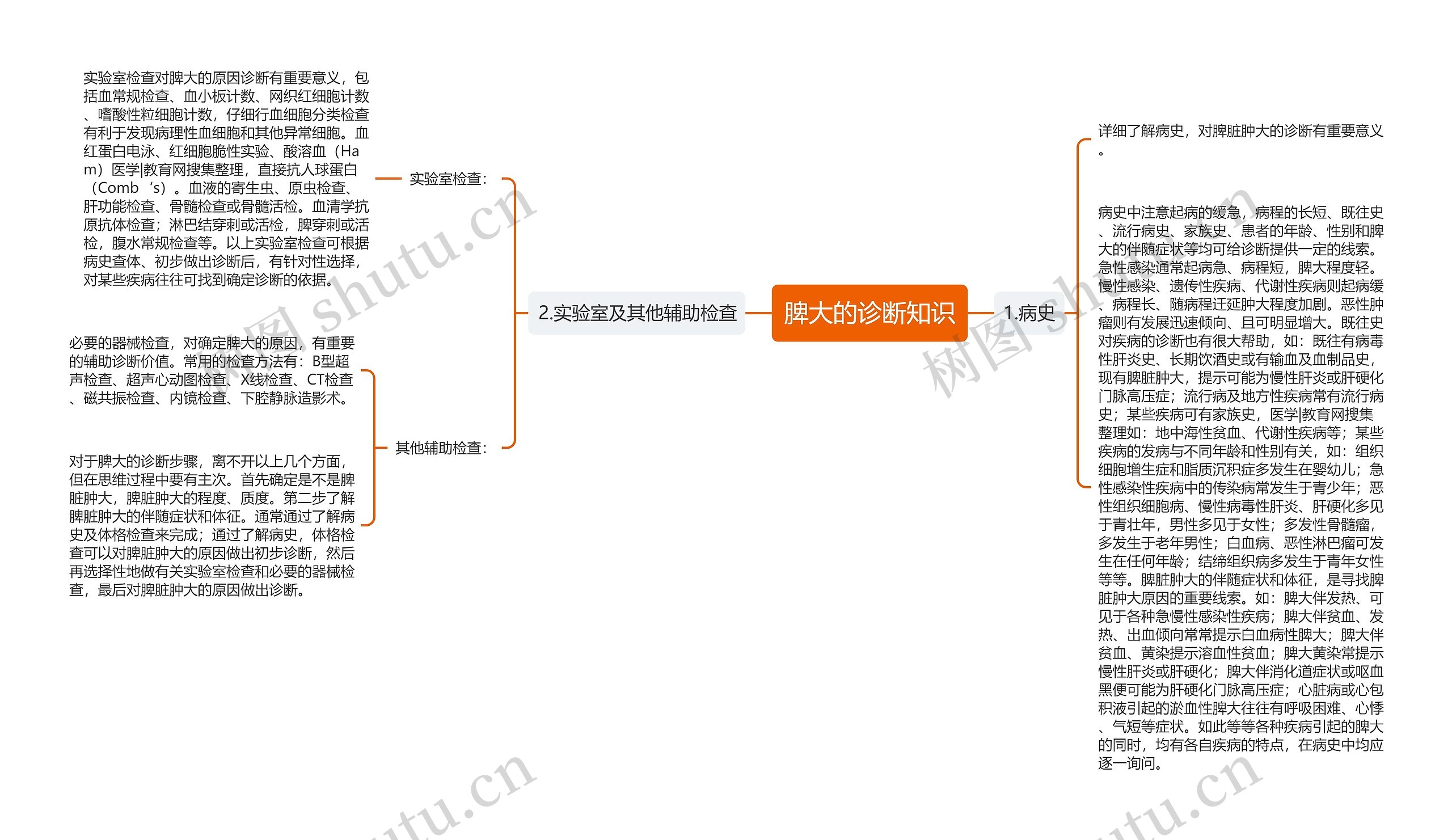 脾大的诊断知识思维导图