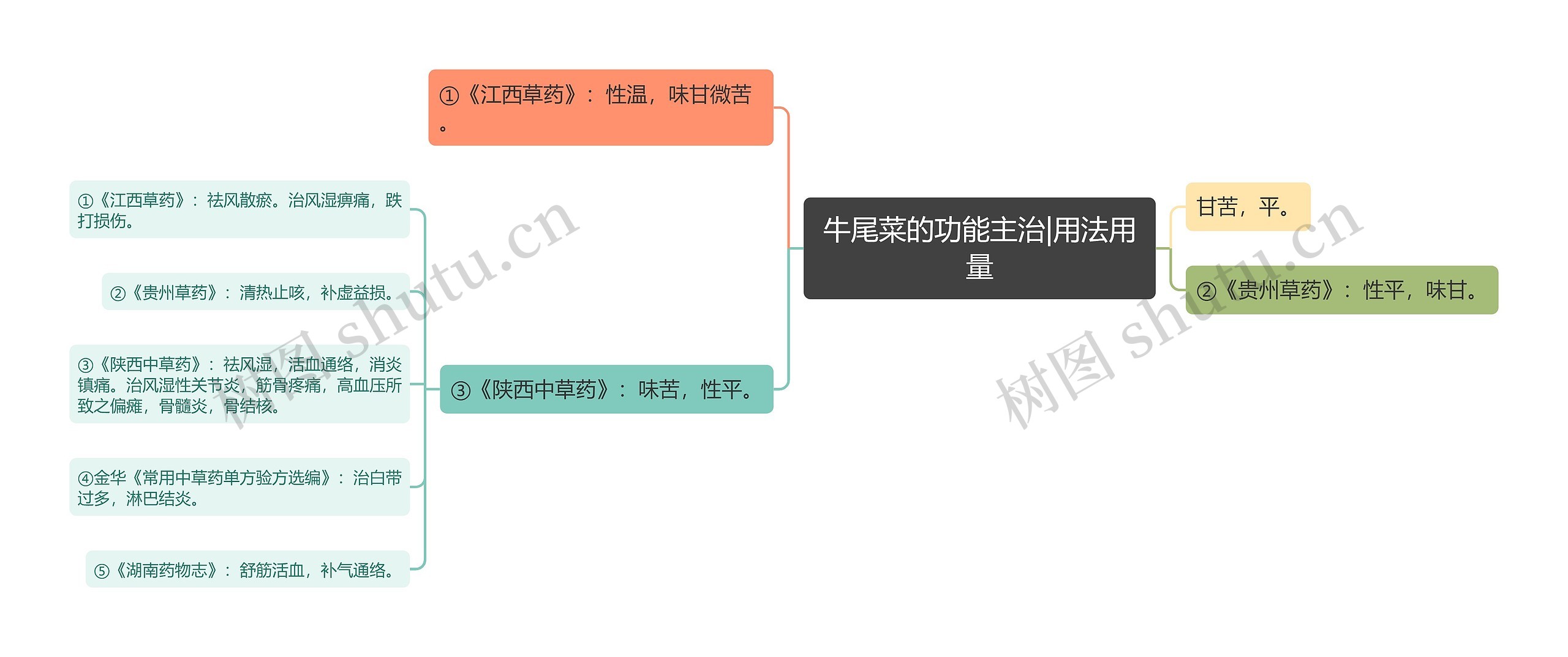 牛尾菜的功能主治|用法用量思维导图