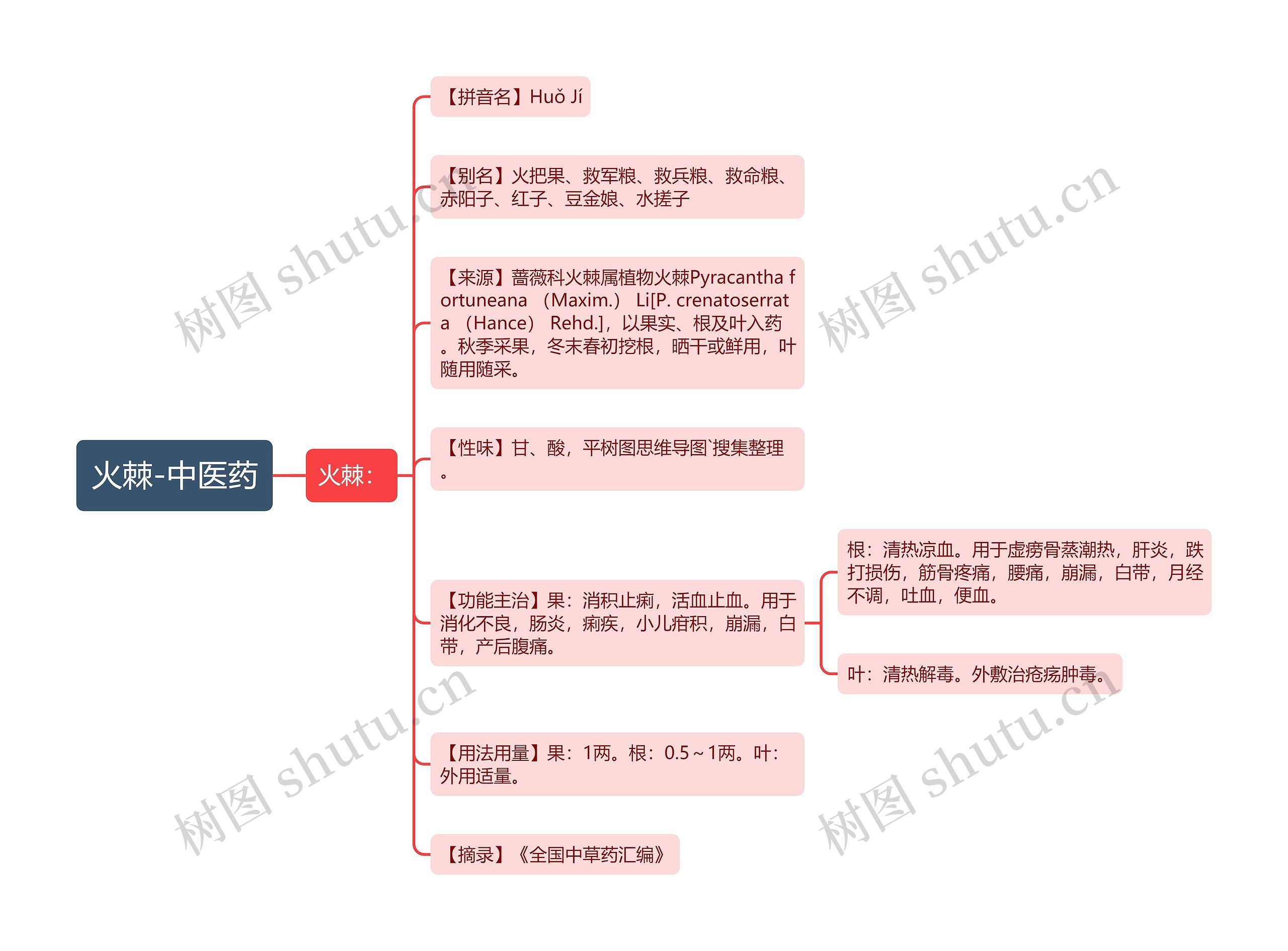 火棘-中医药思维导图