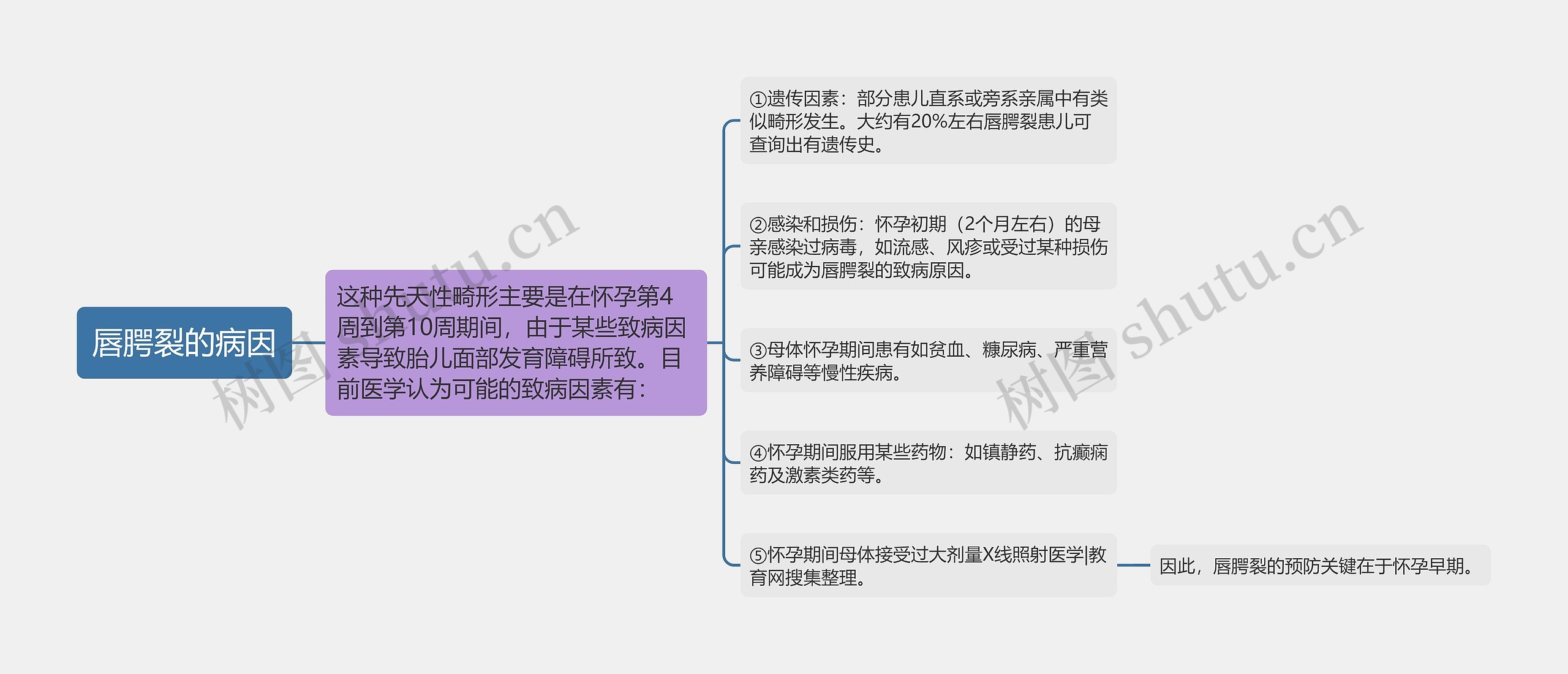 唇腭裂的病因思维导图