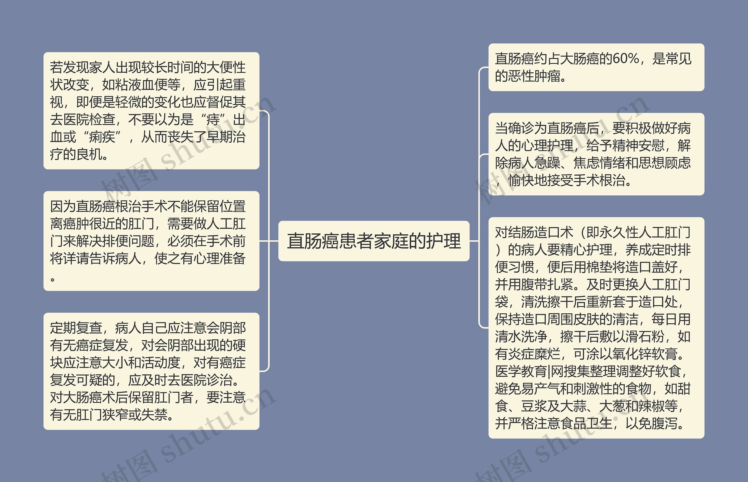 直肠癌患者家庭的护理思维导图